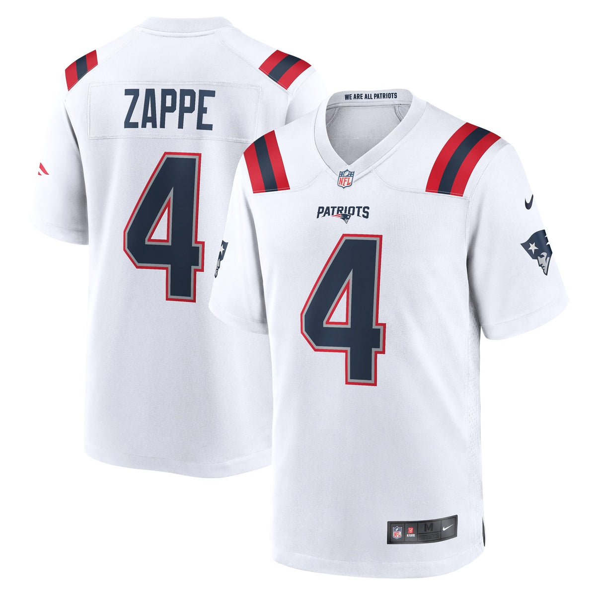 Men s Nike Bailey Zappe White New England Patriots Game Player Jersey
