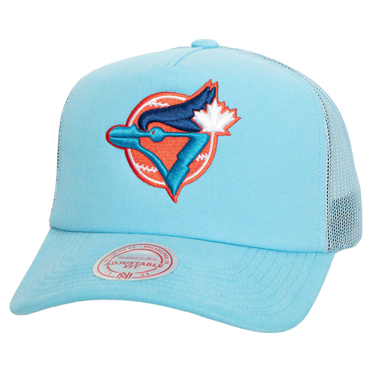 Toronto Blue Jays Mitchell & Ness Curveball Trucker Snapback Hat - Light Blue