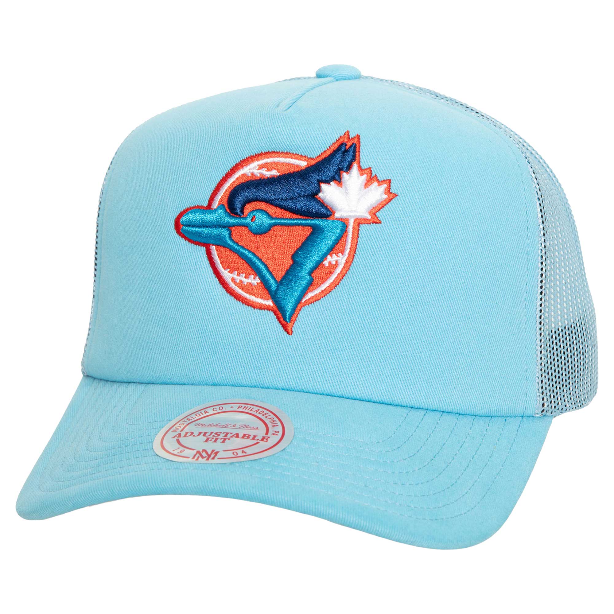 Toronto Blue Jays Mitchell & Ness Curveball Trucker Snapback Hat - Light Blue