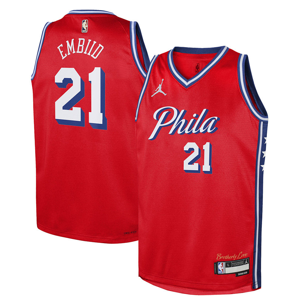 Youth Philadelphia 76ers Joel Embiid Statement Edition Jersey - Red
