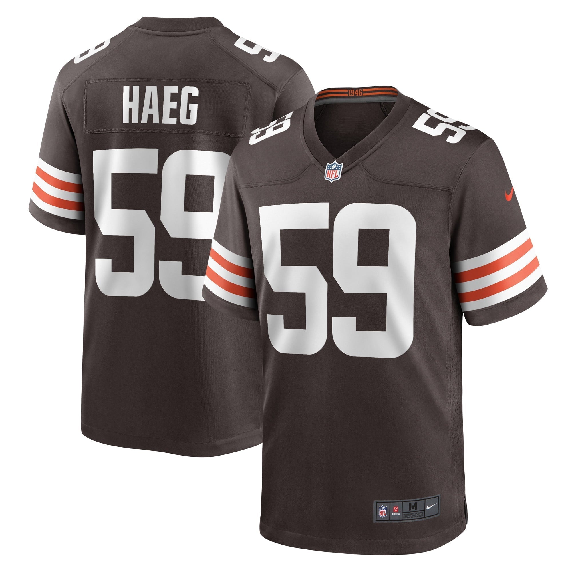 Men s Nike Joe Haeg Brown Cleveland Browns Game Player Jersey