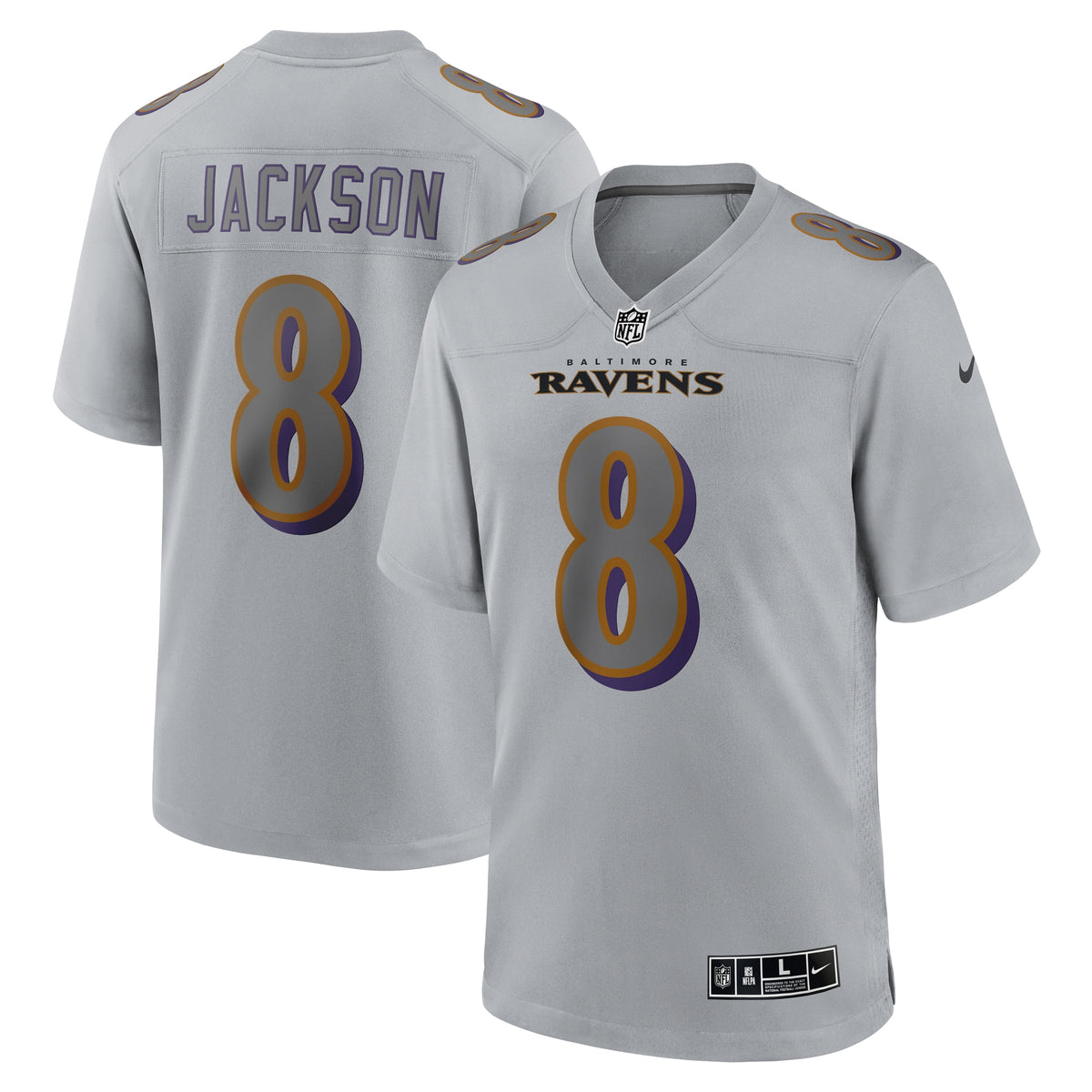 Lamar Jackson Baltimore Ravens Nike Atmosphere Fashion Game Jersey   Gray