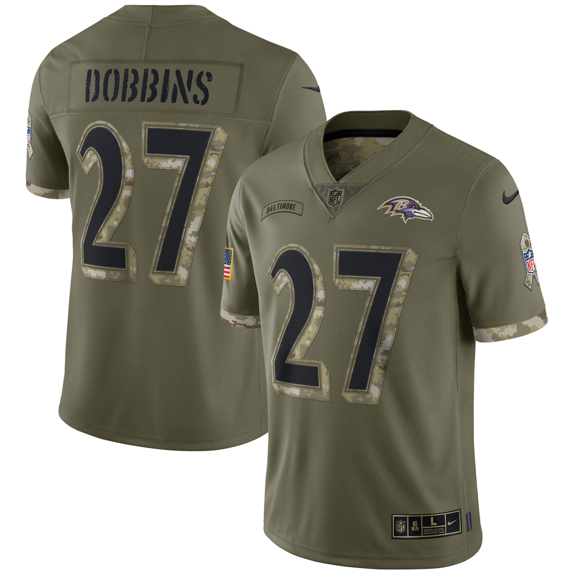 J.K. Dobbins Baltimore Ravens Nike 2022 Salute To Service Limited Jersey   Olive