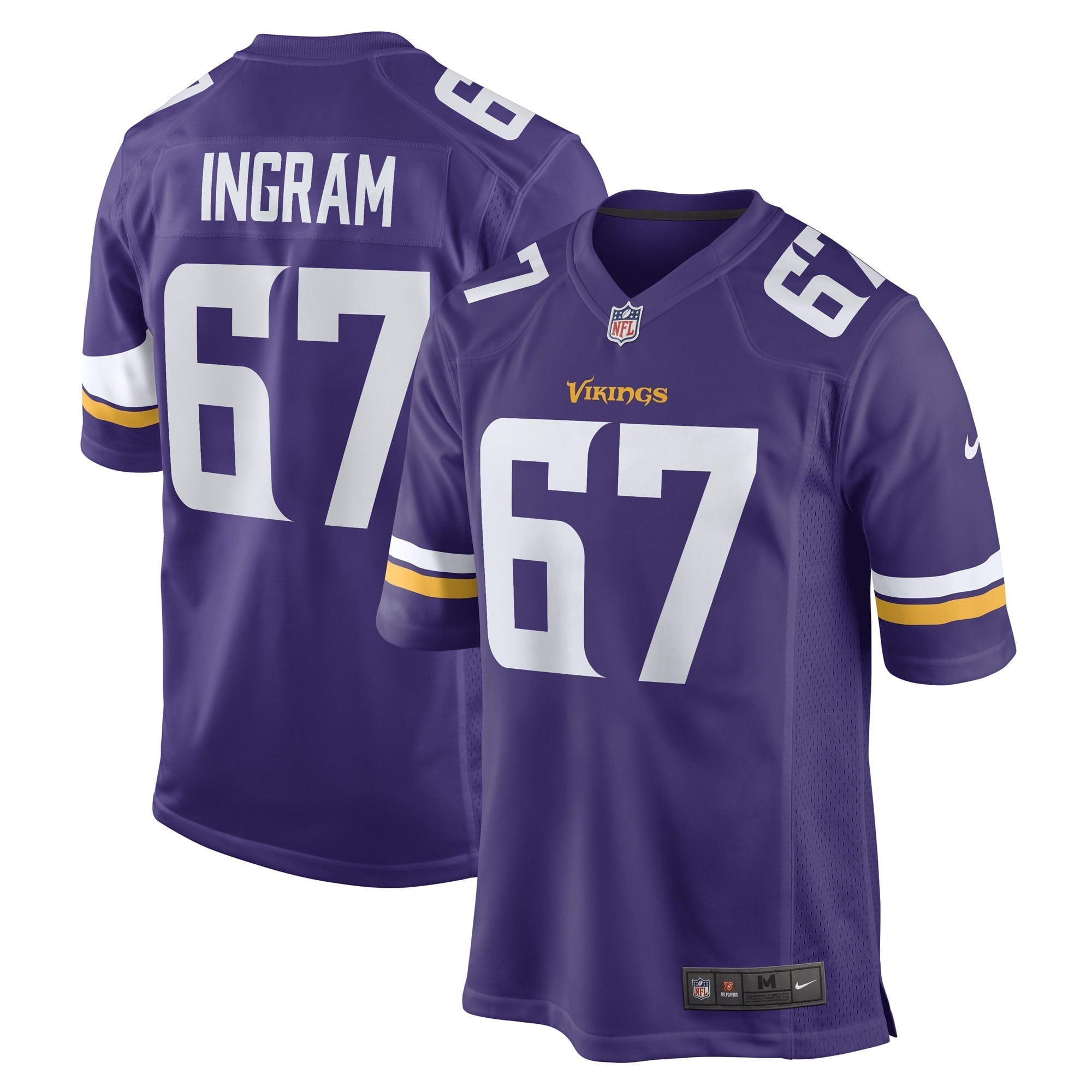 Men s Nike Ed Ingram Purple Minnesota Vikings Game Player Jersey