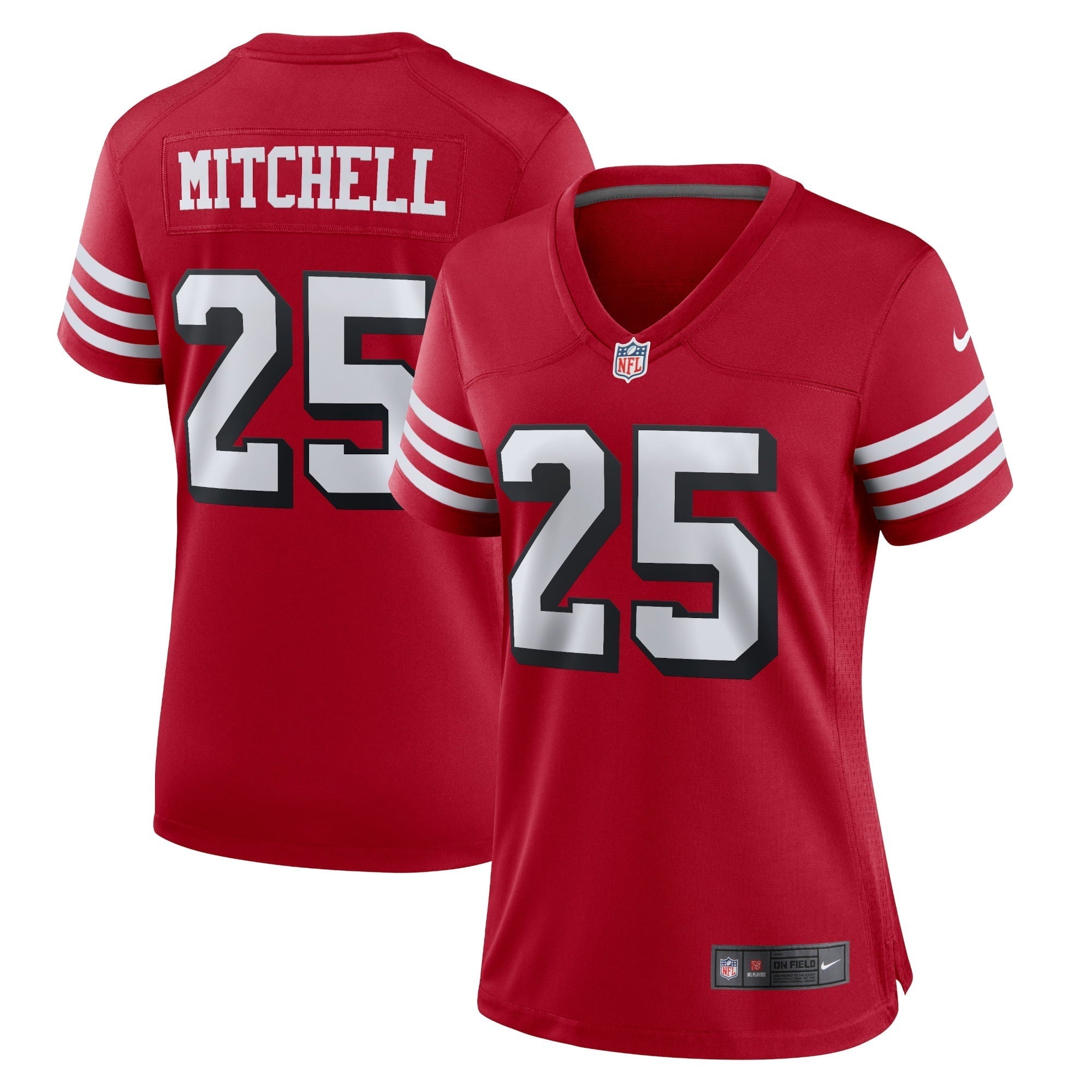 Women s Nike Elijah Mitchell Scarlet San Francisco 49ers Alternate Team Game Jersey