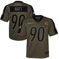 T.J. Watt Pittsburgh Steelers Nike Youth 2021 Salute To Service Game Jersey   Olive