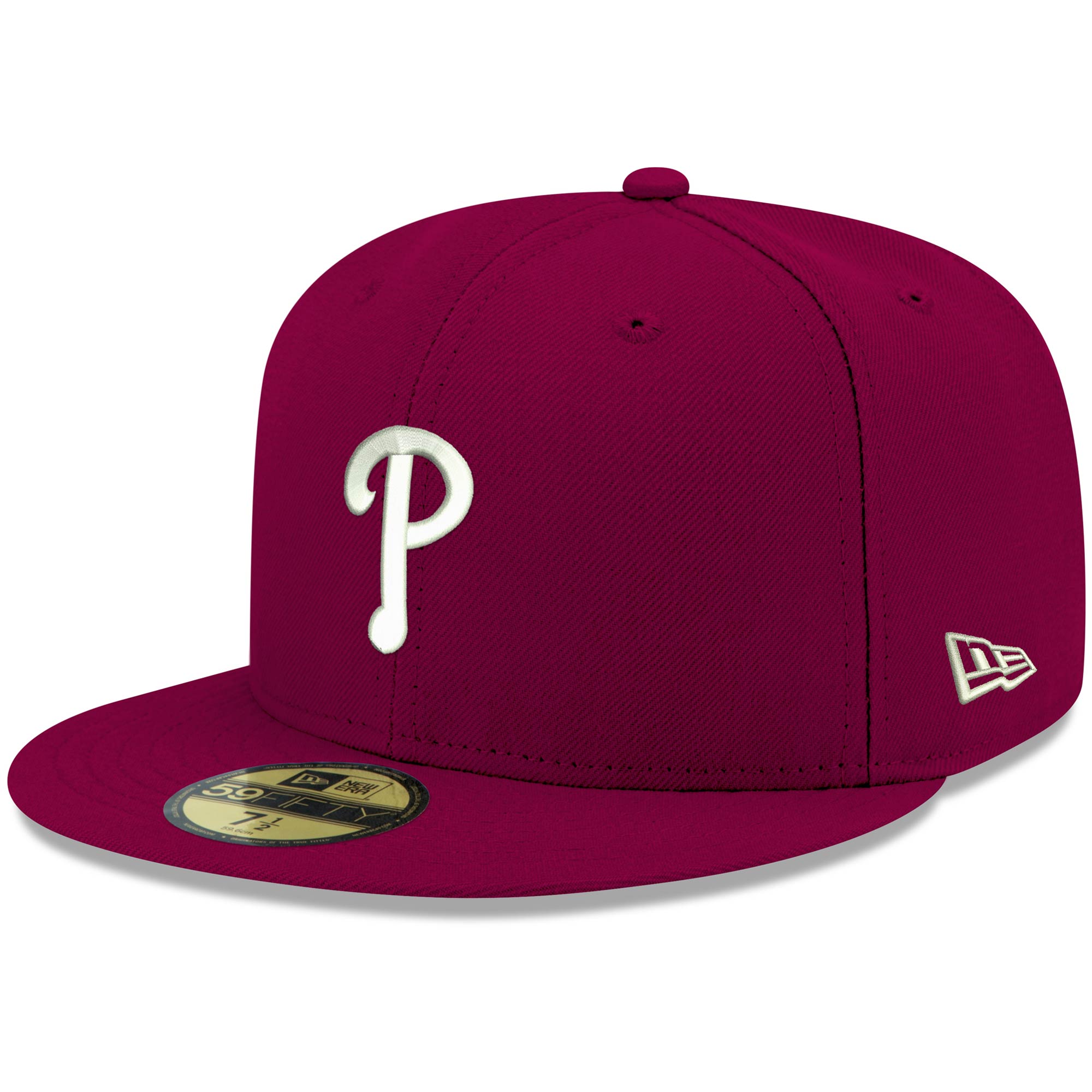 Philadelphia Phillies New Era White Logo 59FIFTY Fitted Hat - Cardinal