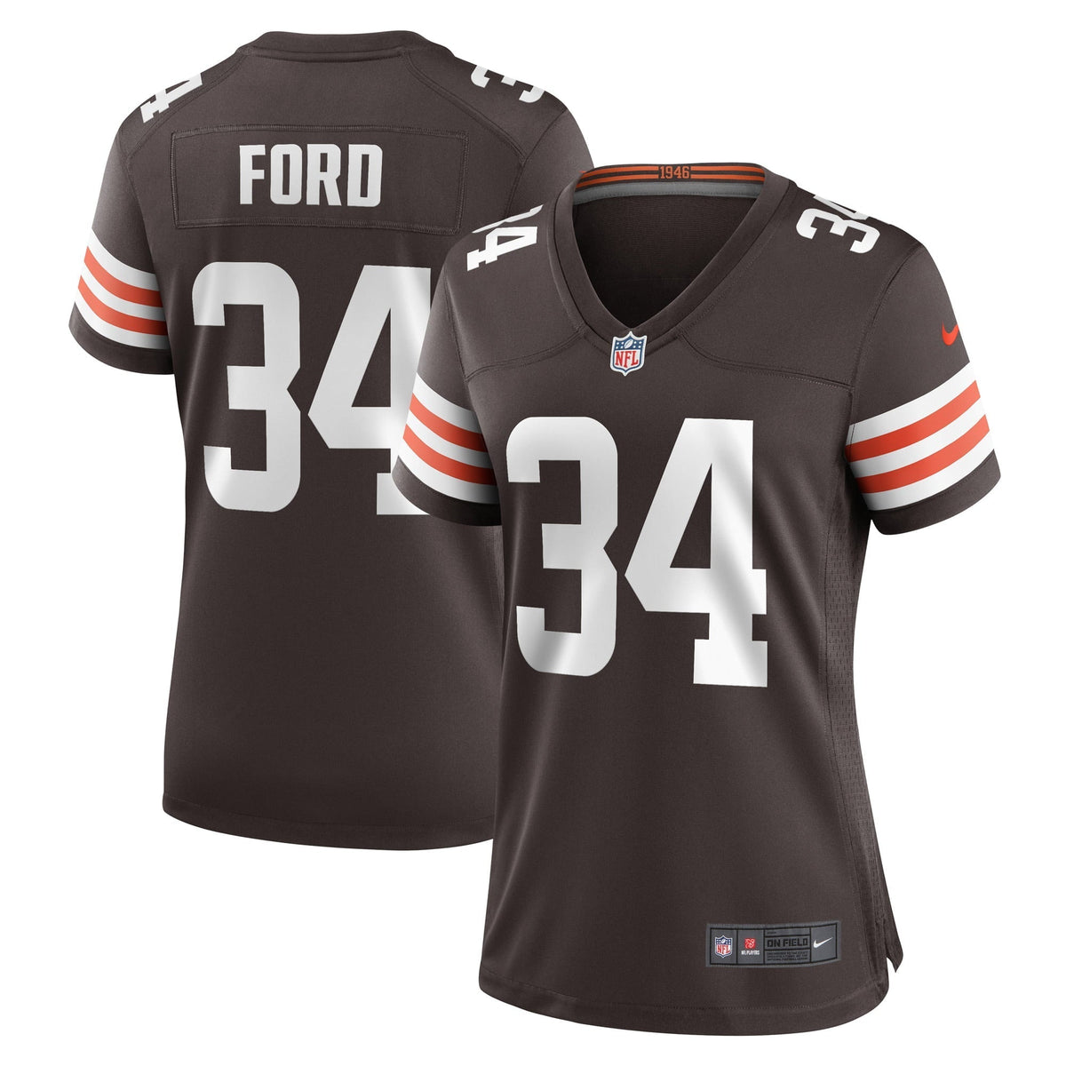 Women s Nike Jerome Ford Brown Cleveland Browns Game Player Jersey
