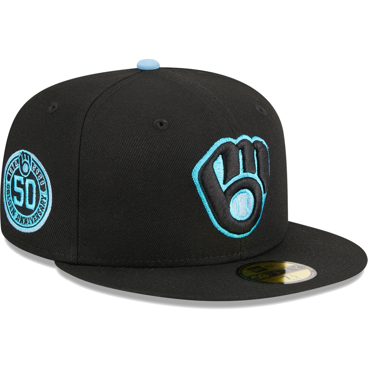 Milwaukee Brewers New Era Pastel Undervisor 59FIFTY Fitted Hat - Black