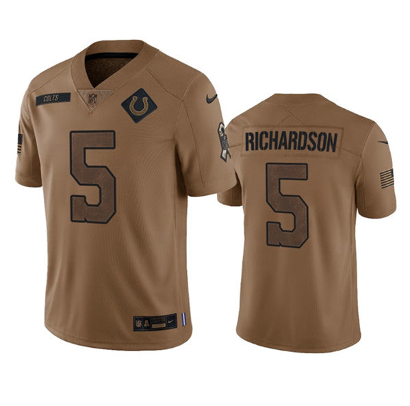 Men s Indianapolis Colts Anthony Richardson 2023 Brown Salute To Sertvice Limited Stitched Jersey