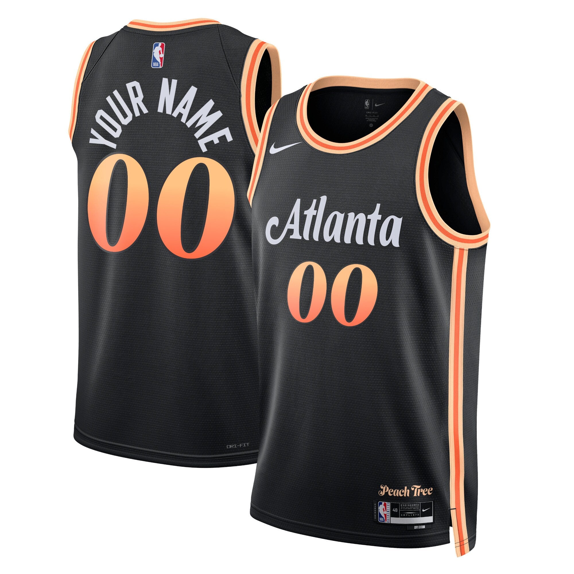 Atlanta Hawks, NBA Jerseys Nike Unisex 2022/23 Swingman Custom Jersey - City Edition - Black