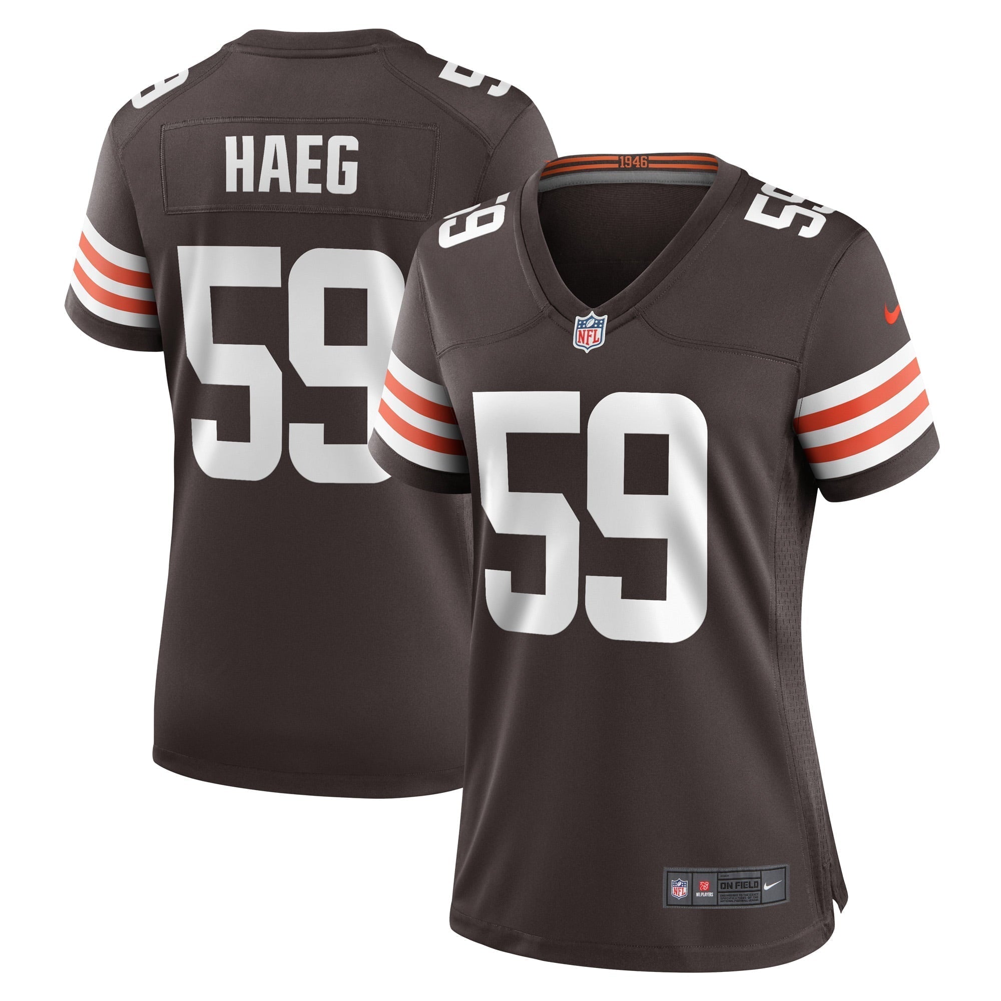 Women s Nike Joe Haeg Brown Cleveland Browns Game Player Jersey