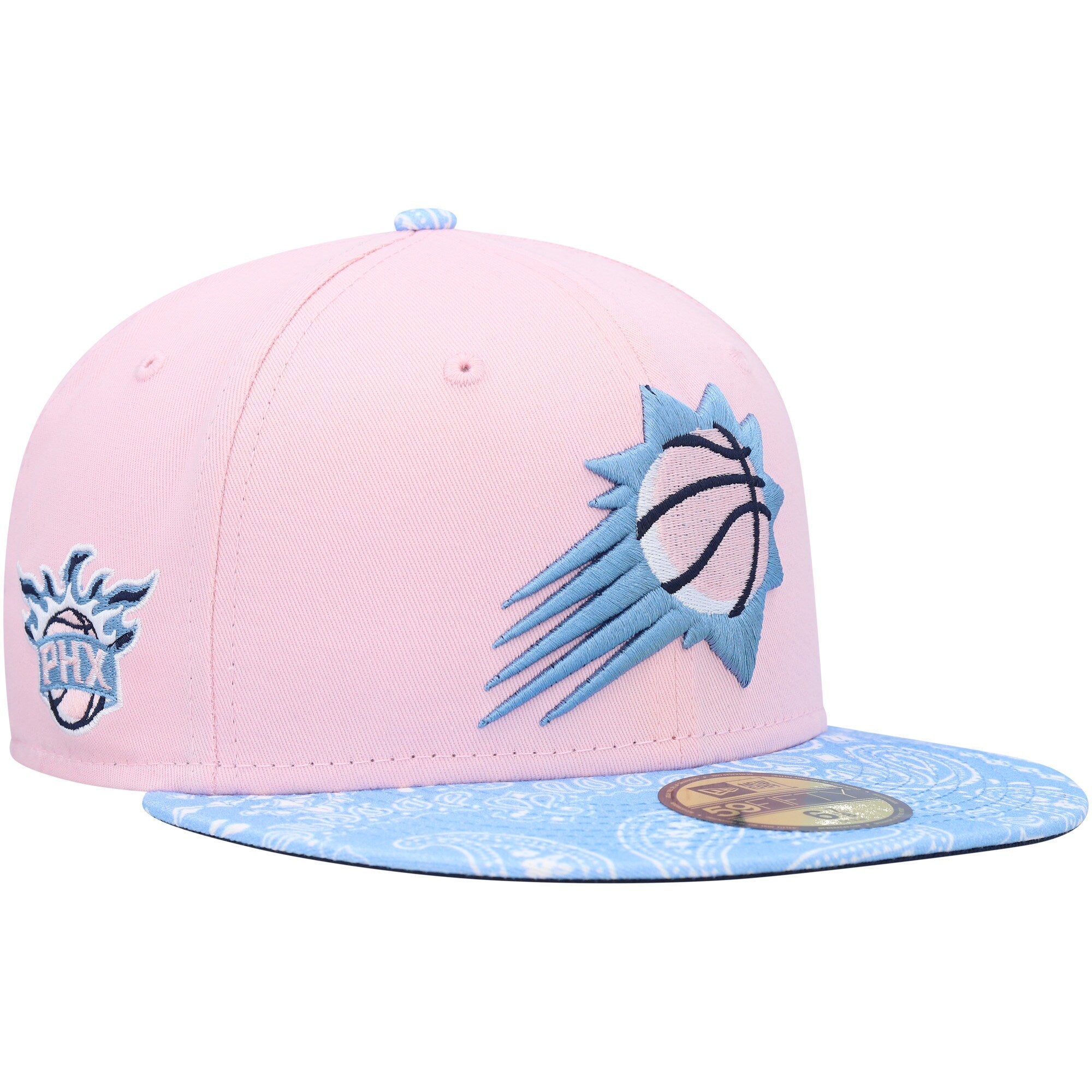 Phoenix Suns New Era Paisley Visor 59FIFTY Fitted Hat - Pink/Light Blue