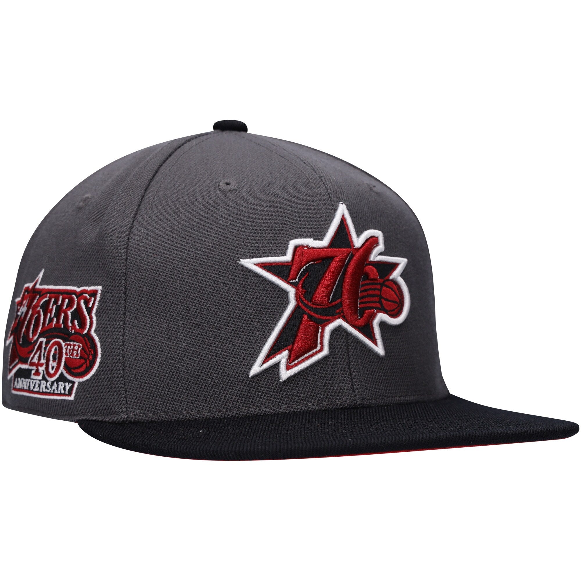 Philadelphia 76ers Mitchell & Ness Hardwood Classics 40th Anniversary Born & Bred Fitted Hat - Charcoal/Black