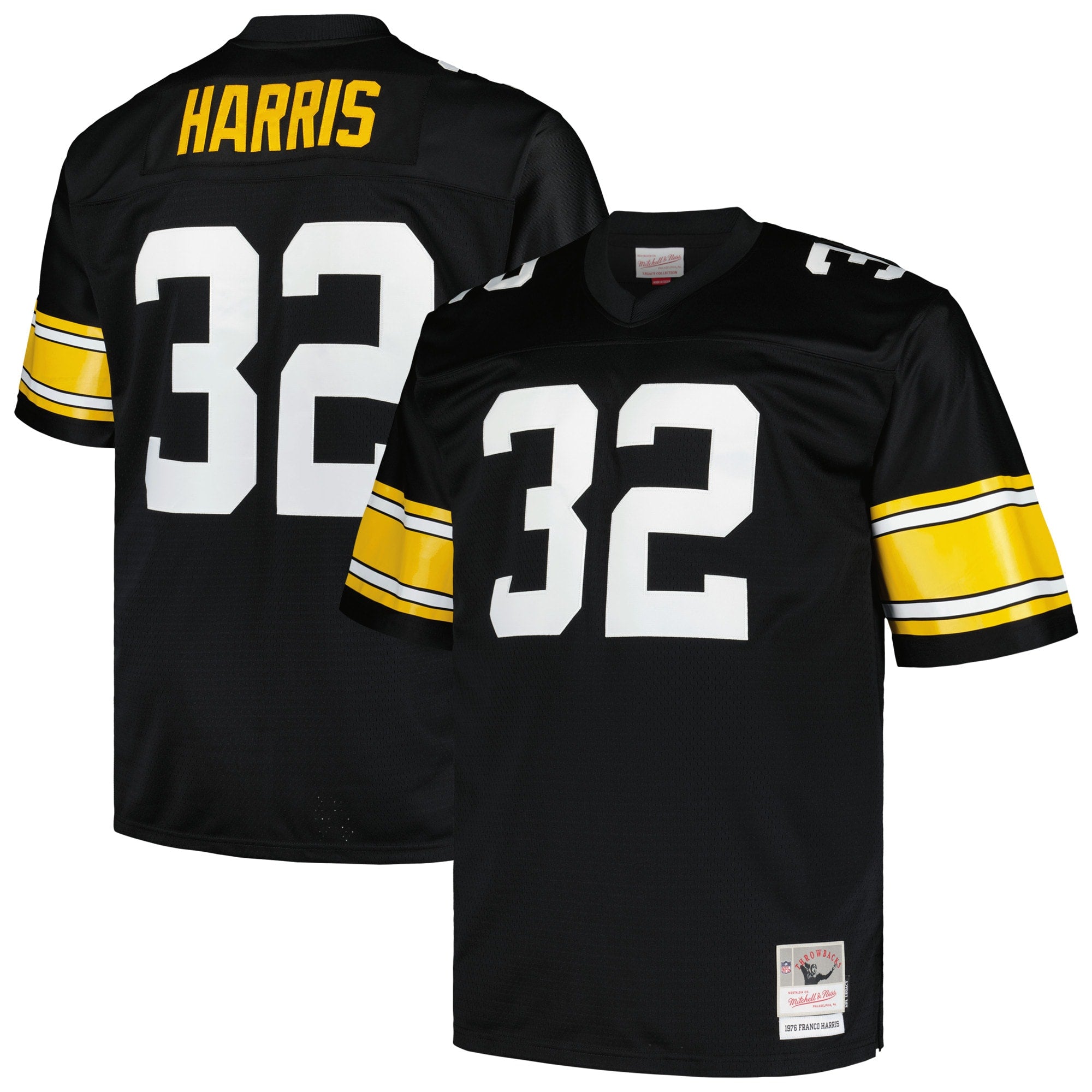 Franco Harris Pittsburgh Steelers Mitchell   Ness Big   Tall 1976 Legacy Retired Player Jersey   Black
