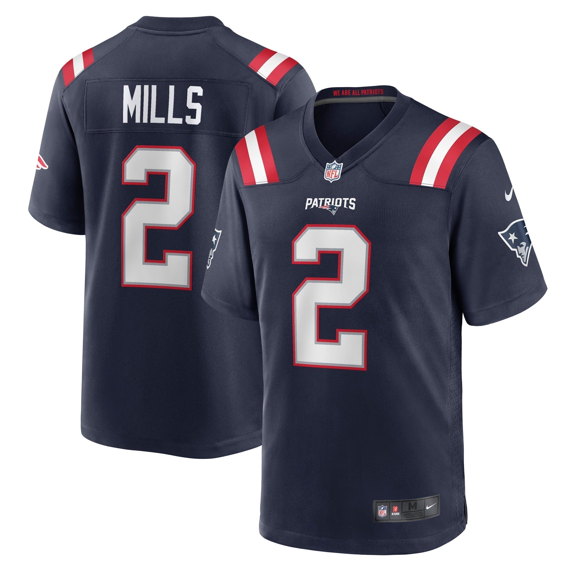 Men s Nike Jalen Mills Navy New England Patriots Game Player Jersey