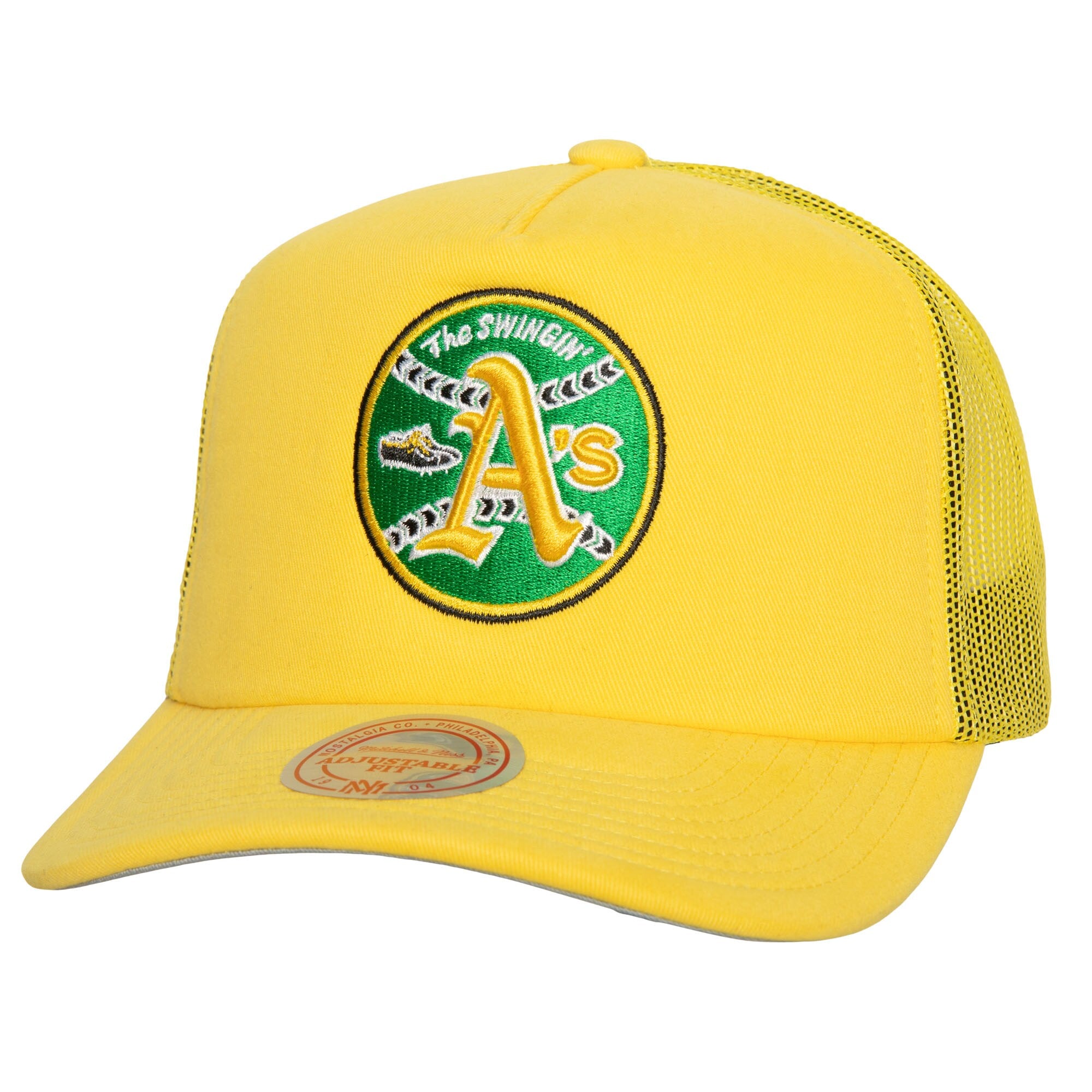 Oakland Athletics Mitchell & Ness Curveball Trucker Snapback Hat - Gold