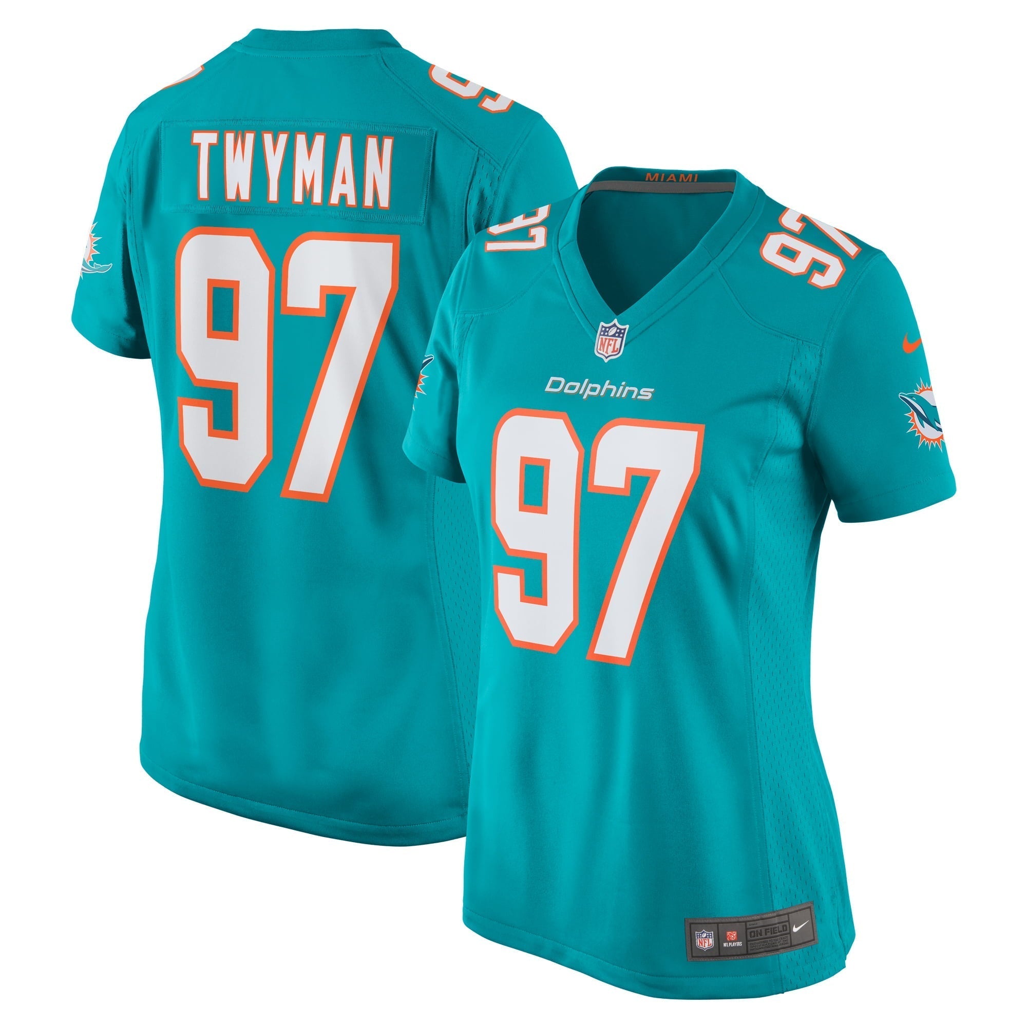 Women s Nike Jaylen Twyman Aqua Miami Dolphins Home Game Player Jersey