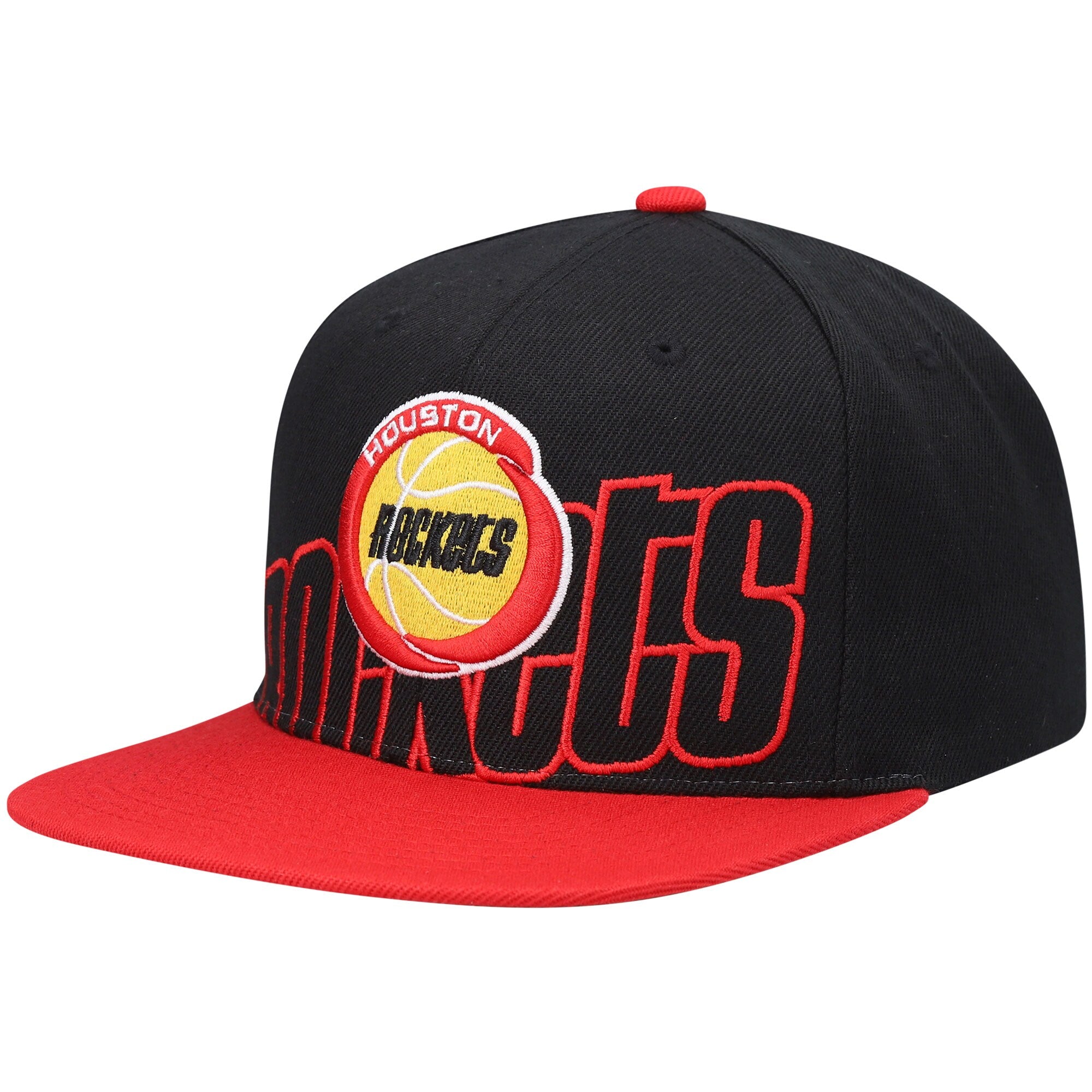 Houston Rockets Mitchell & Ness Hardwood Classics Low Big Face Snapback Hat - Black/Red