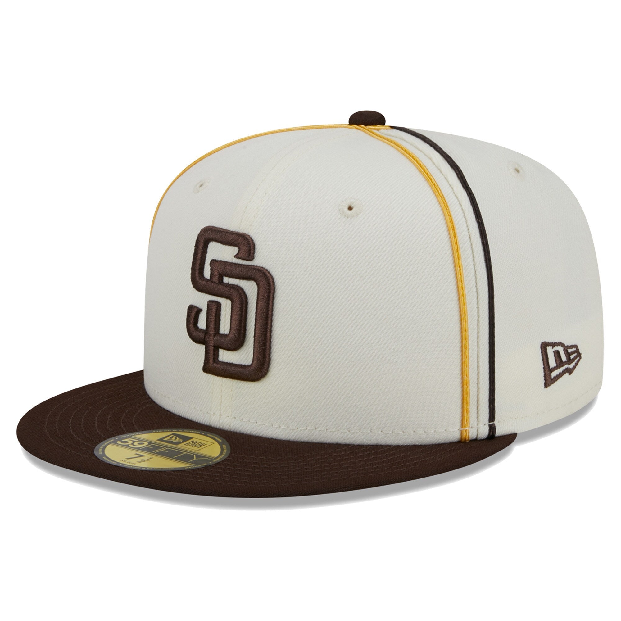 San Diego Padres New Era Chrome Sutash 59FIFTY Fitted Hat - Cream/Brown