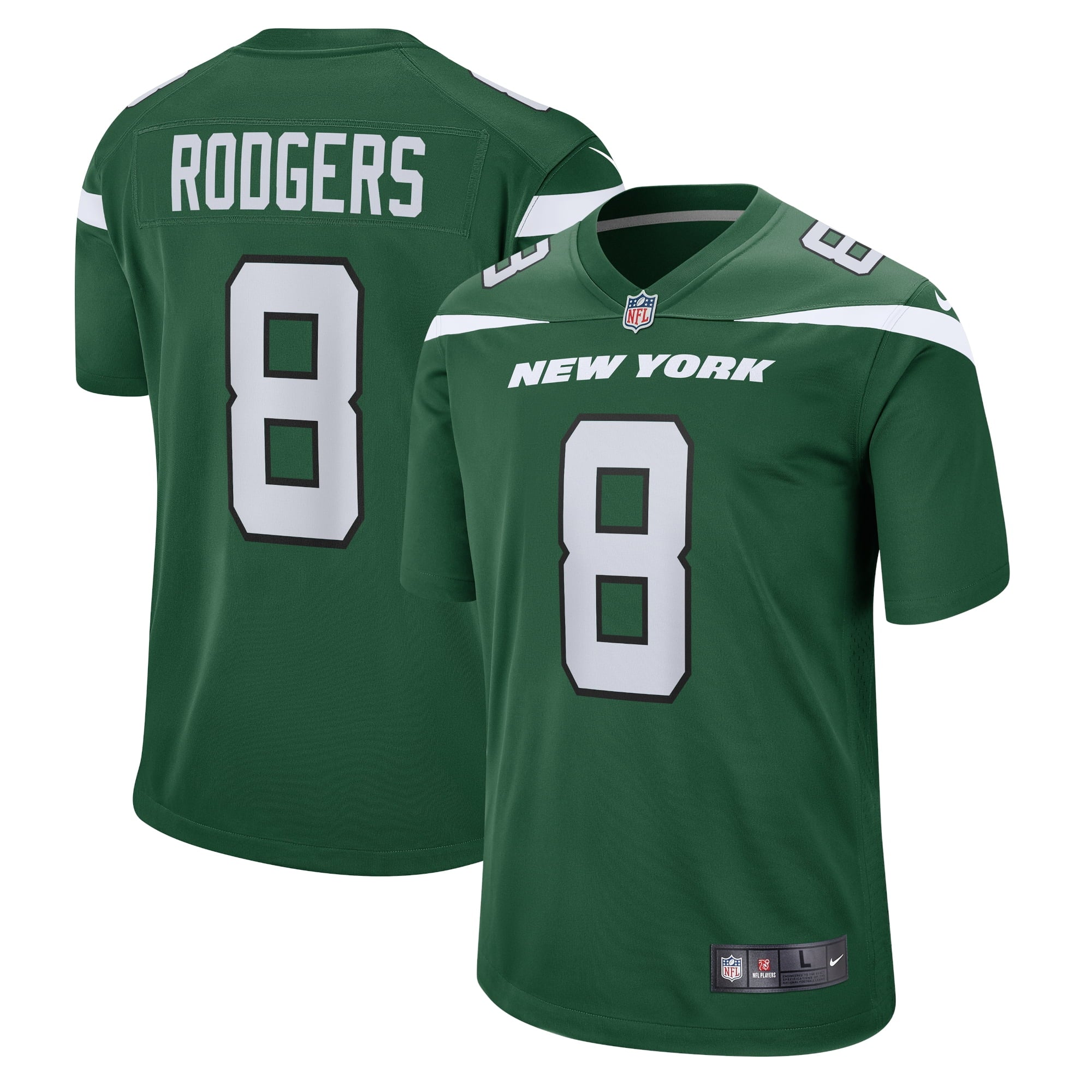 Men s Nike Aaron Rodgers Gotham Green New York Jets Game Jersey