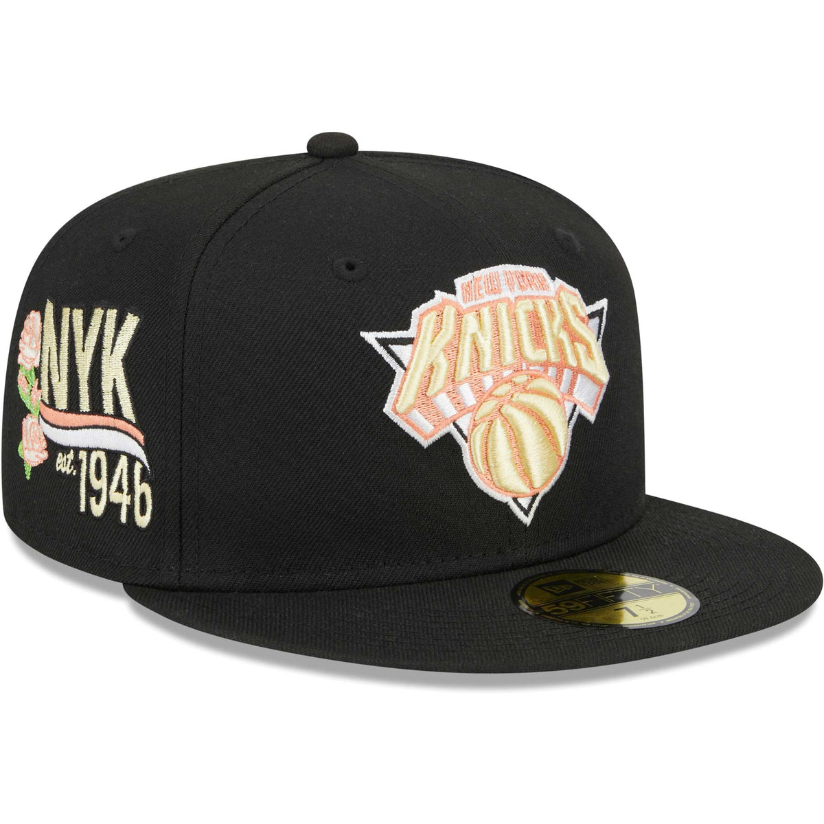 New York Knicks New Era Floral Side 59FIFTY Fitted Hat - Black