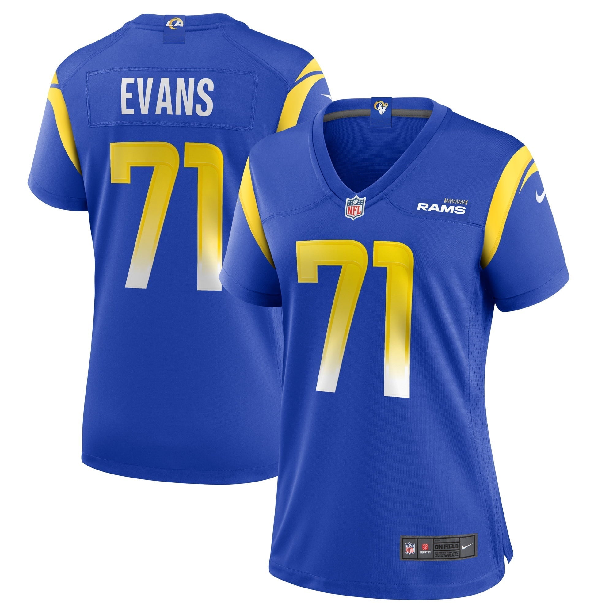 Women s Nike Bobby Evans Royal Los Angeles Rams Game Jersey