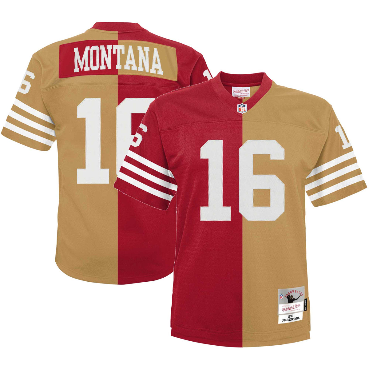 Joe Montana San Francisco 49ers Mitchell   Ness Youth Split Legacy Jersey   Scarlet/Gold