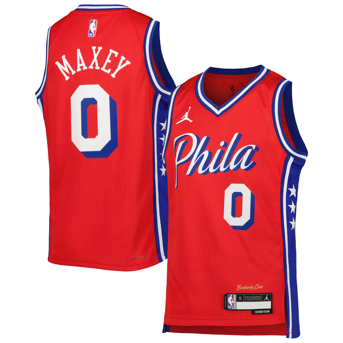 Tyrese Maxey Philadelphia 76ers Jordans Brand Youth Swingman Jersey - Statement Edition - Red