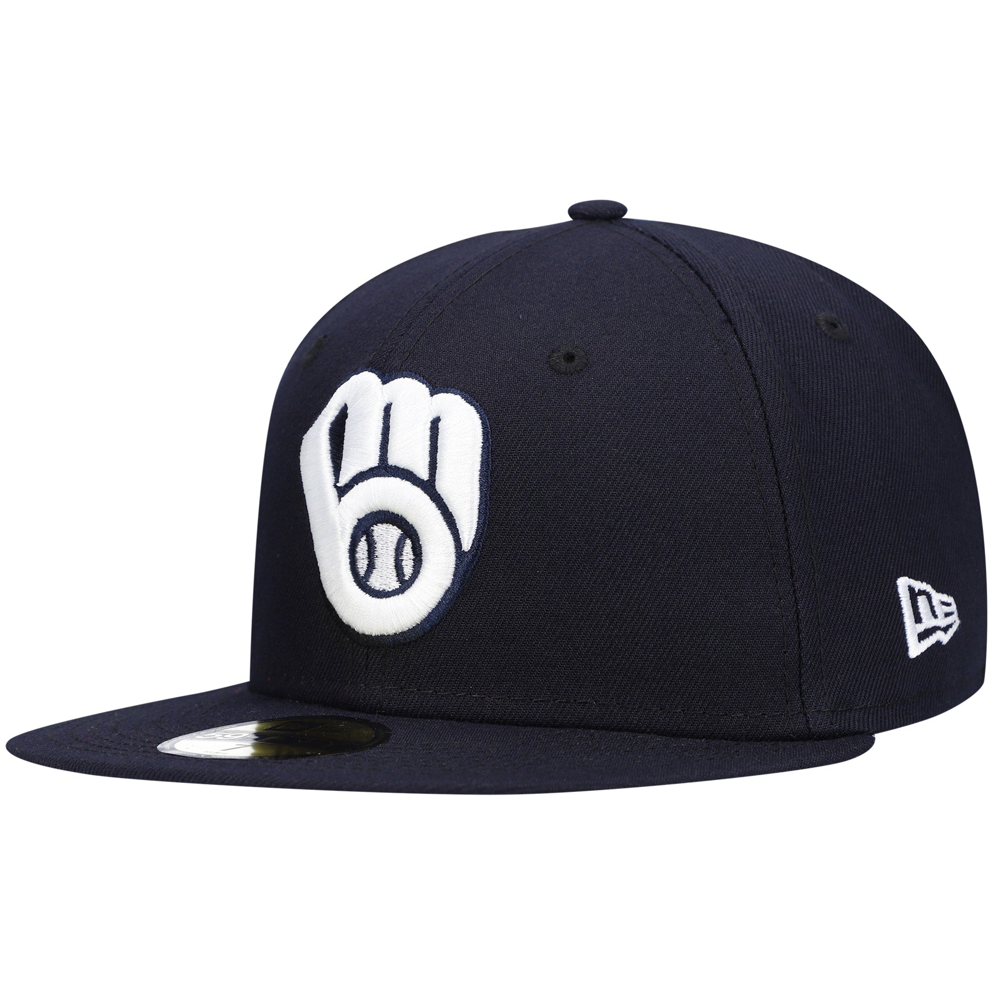 Milwaukee Brewers New Era White Logo 59FIFTY Fitted Hat - Navy