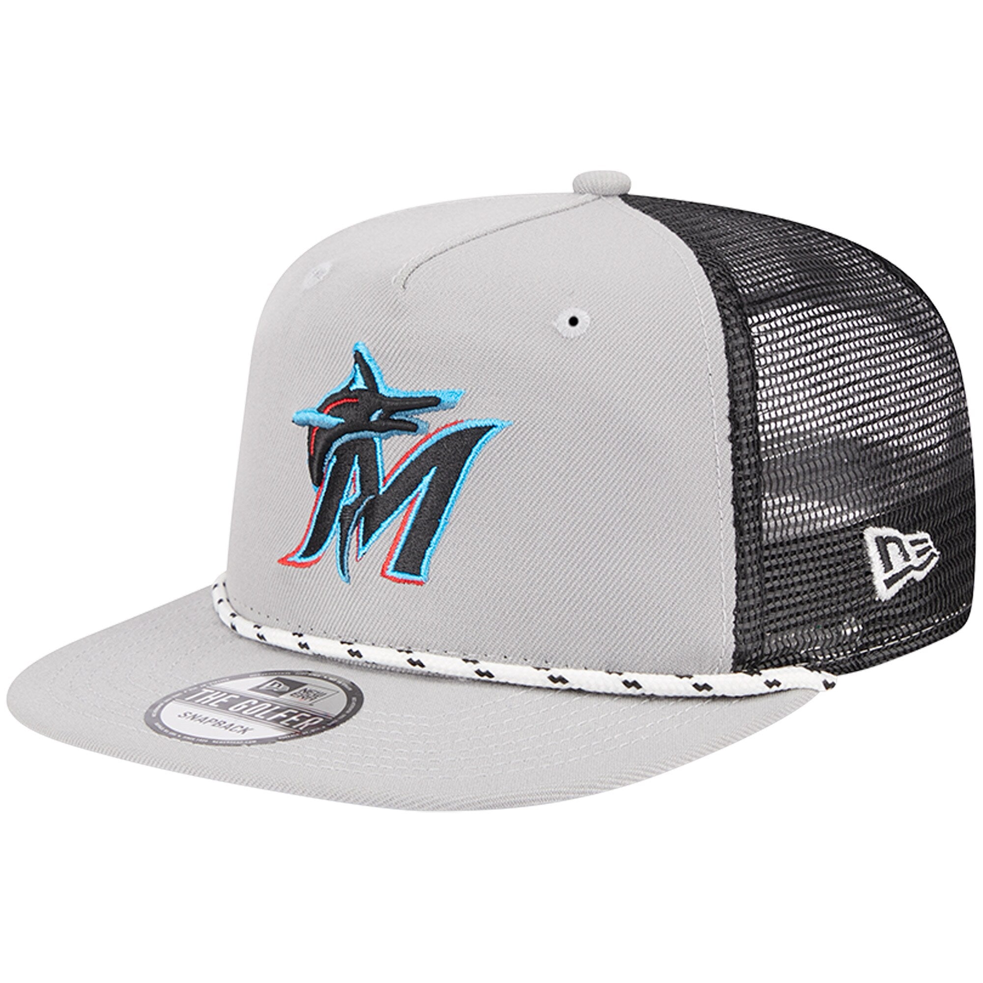 Miami Marlins New Era Golfer Green Undervisor 9FIFTY Snapback Hat - Gray