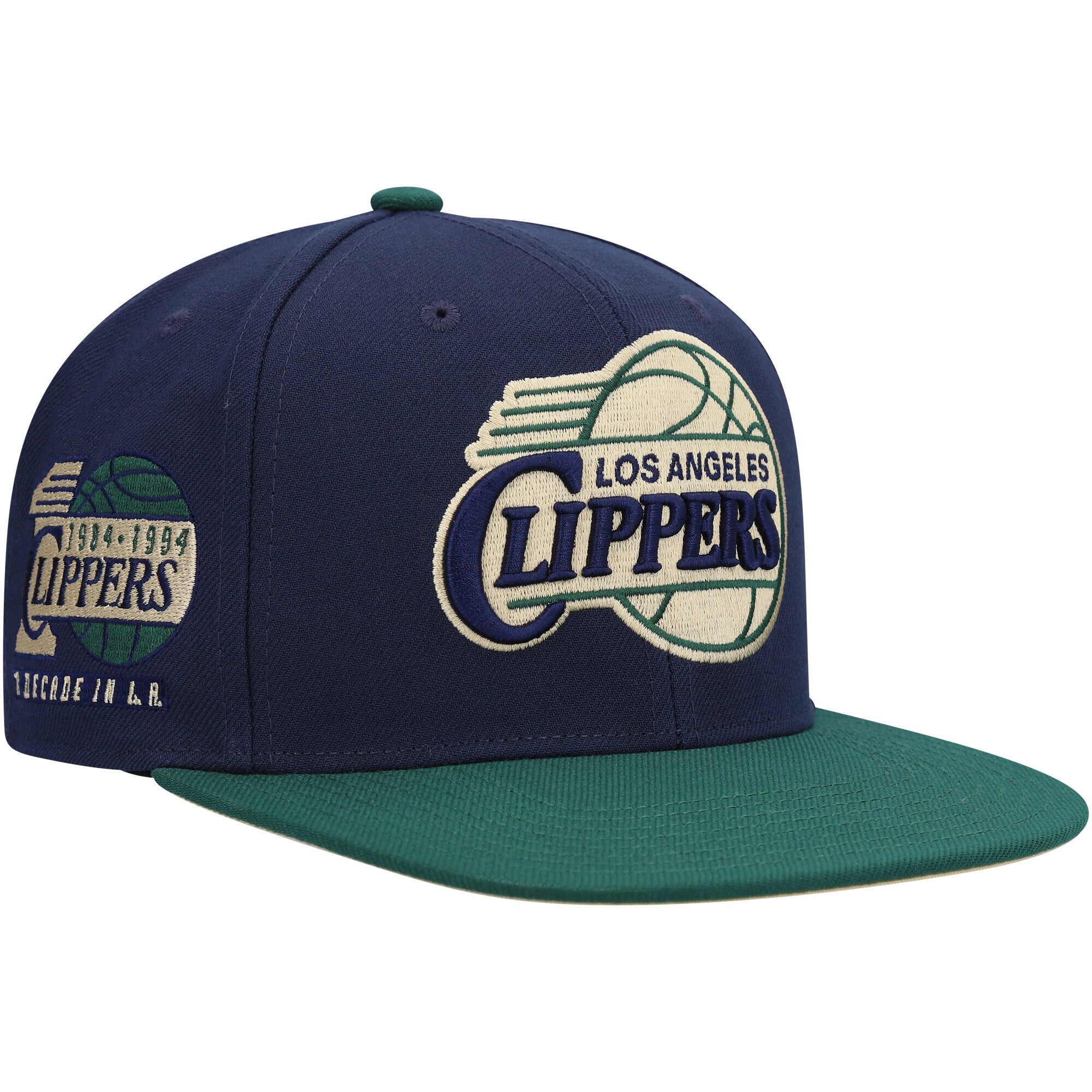 LA Clippers Mitchell & Ness 10th Anniversary Hardwood Classics Grassland Fitted Hat - Navy/Green
