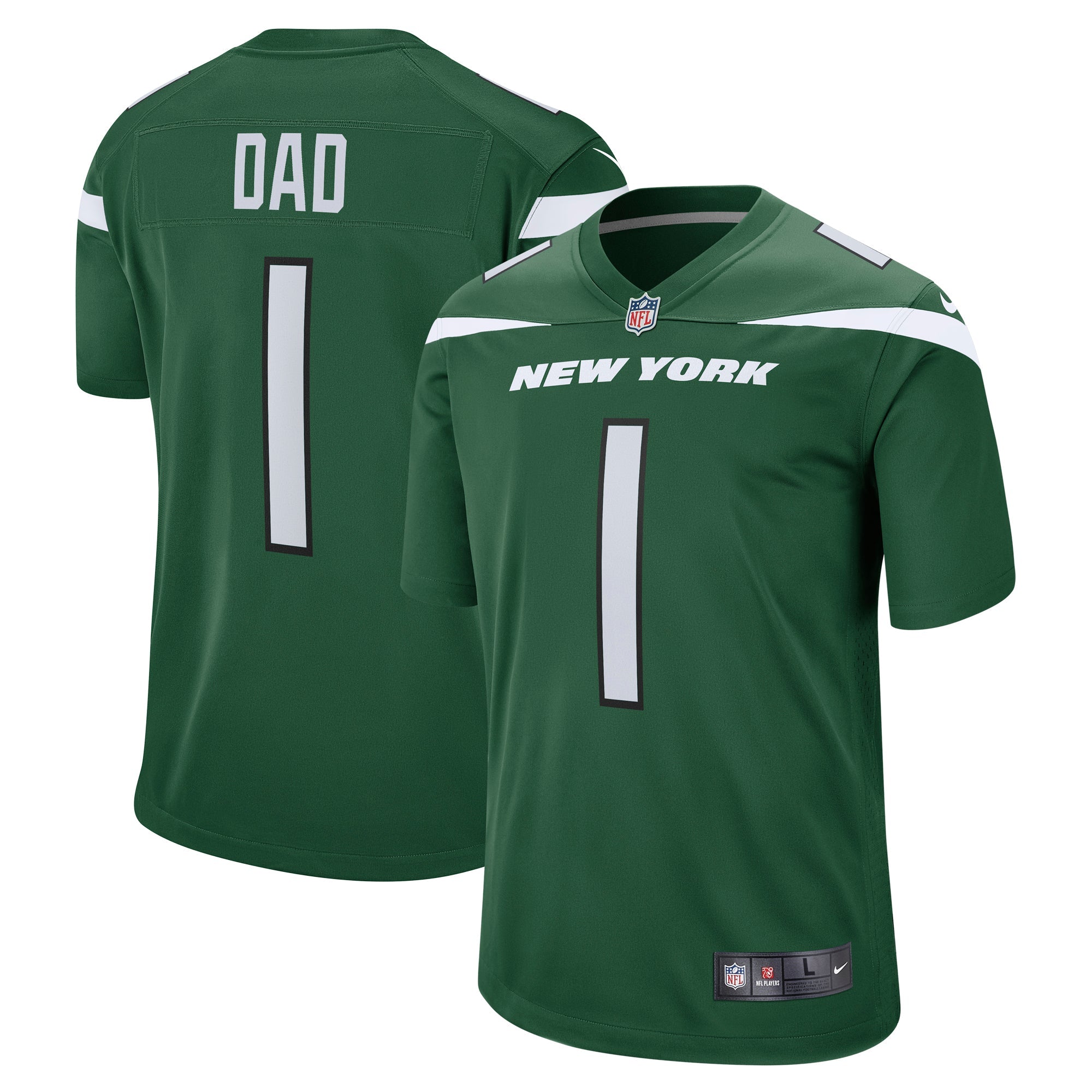 Men s Nike Number 1 Dad Gotham Green New York Jets Game Jersey