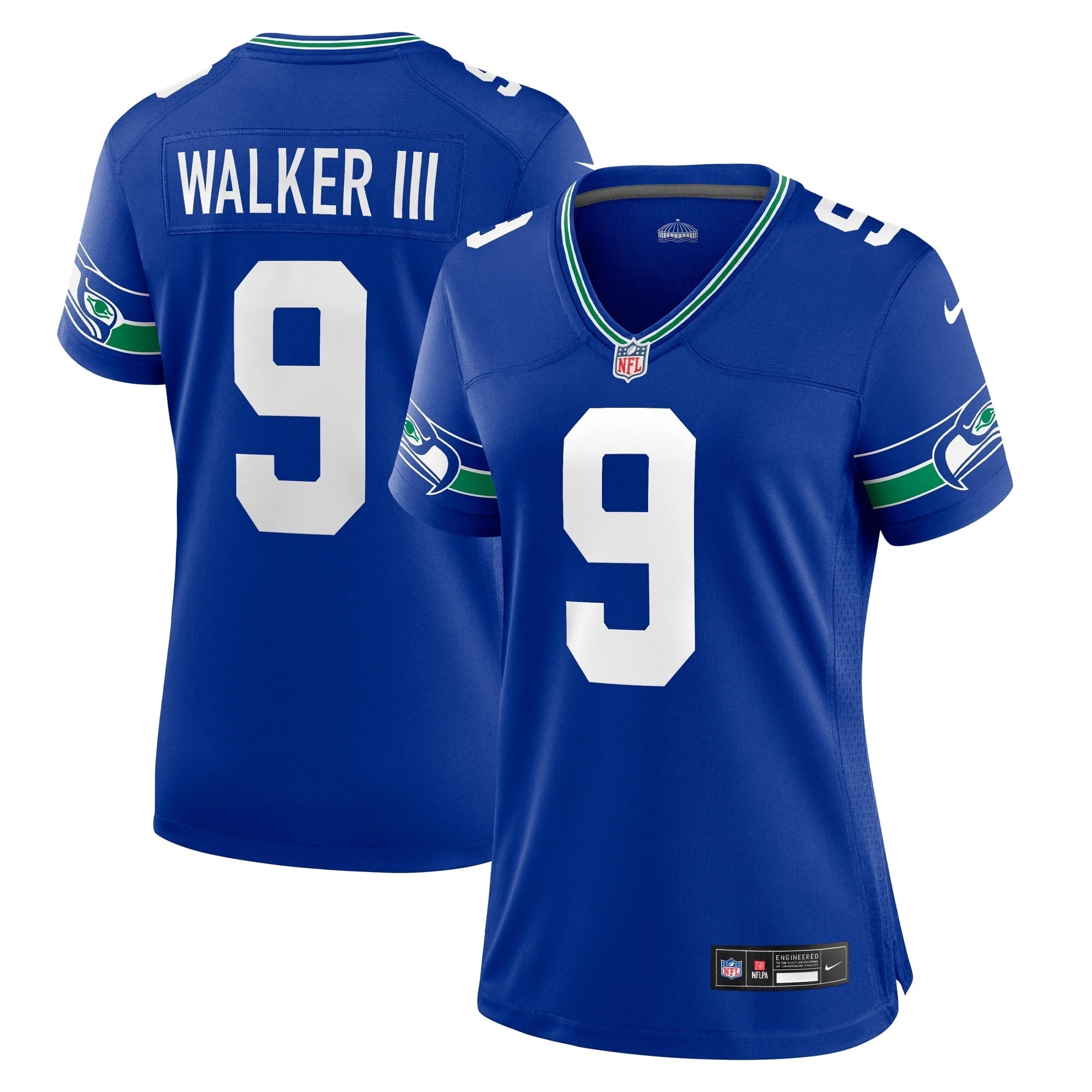 Women s Nike Kenneth Walker III Royal Seattle Seahawks Throwback Player Game Jersey