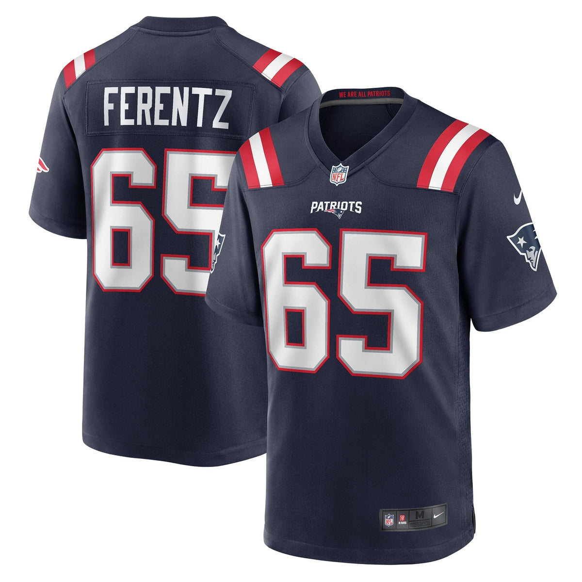 Men s Nike James Ferentz Navy New England Patriots Game Jersey