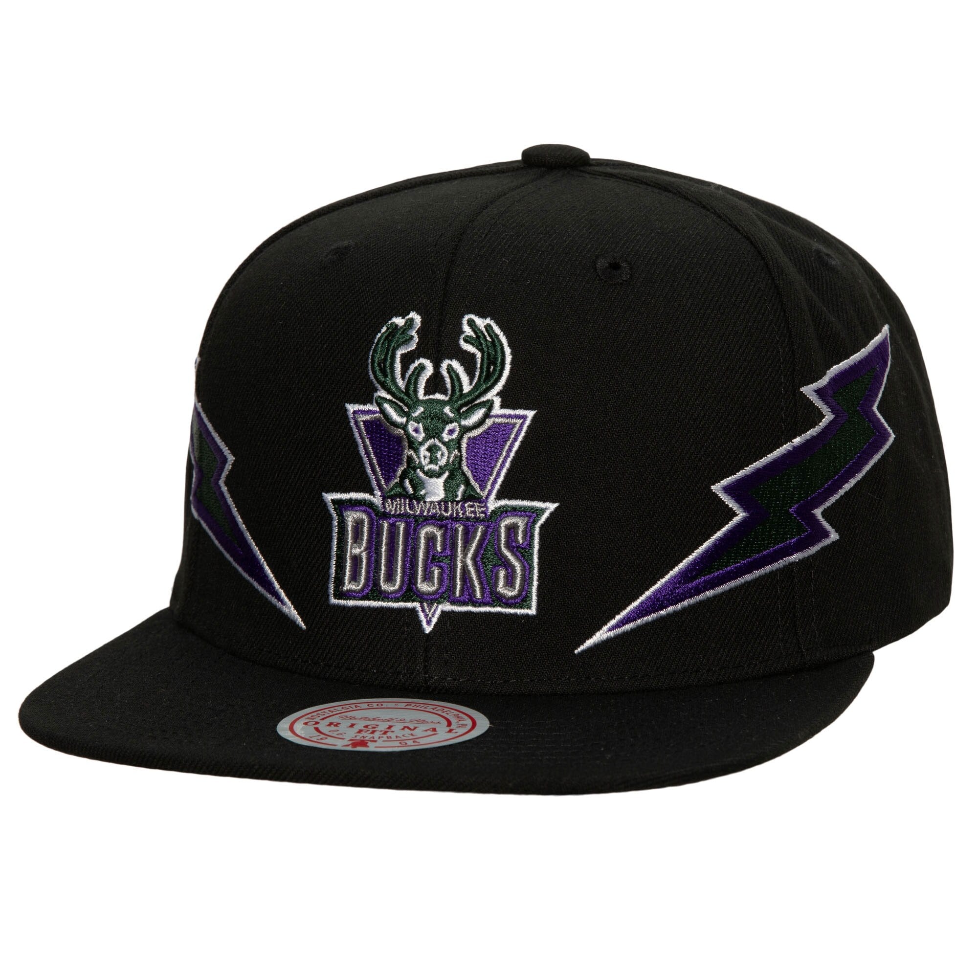 Milwaukee Bucks Mitchell & Ness Hardwood Classics Soul Double Trouble Lightning Snapback Hat - Black