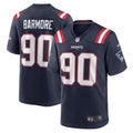 Men s Nike Christian Barmore Navy New England Patriots Player Game Jersey
