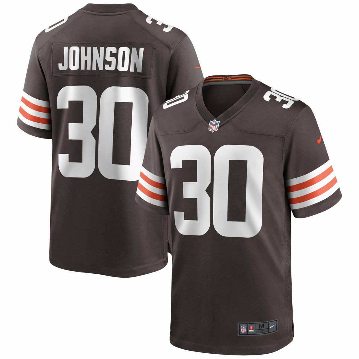 Men s Nike D Ernest Johnson Brown Cleveland Browns Game Jersey