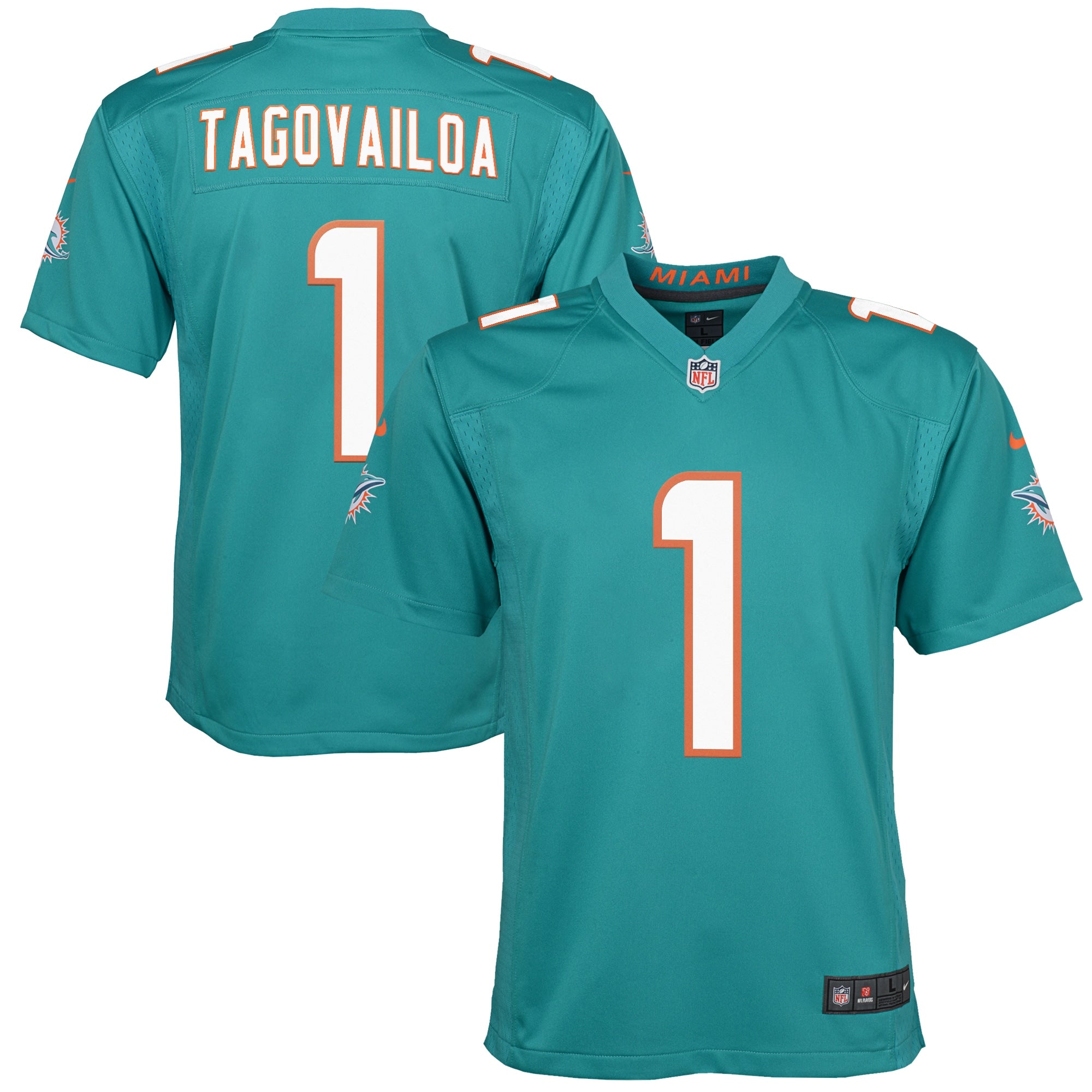 Tua Tagovailoa Miami Dolphins Nike Youth Game Jersey   Aqua