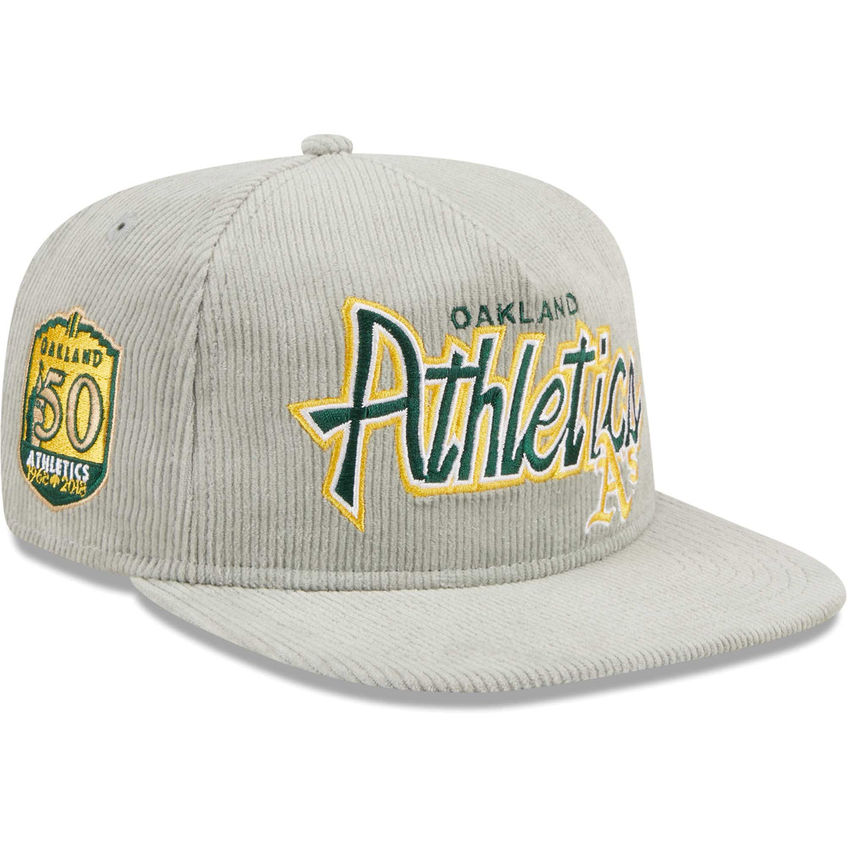 Oakland Athletics New Era Corduroy Golfer Adjustable Hat - Gray