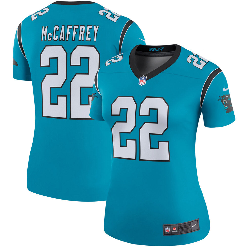 Women s Carolina Panthers Christian McCaffrey Color Rush Legend Player Jersey Blue