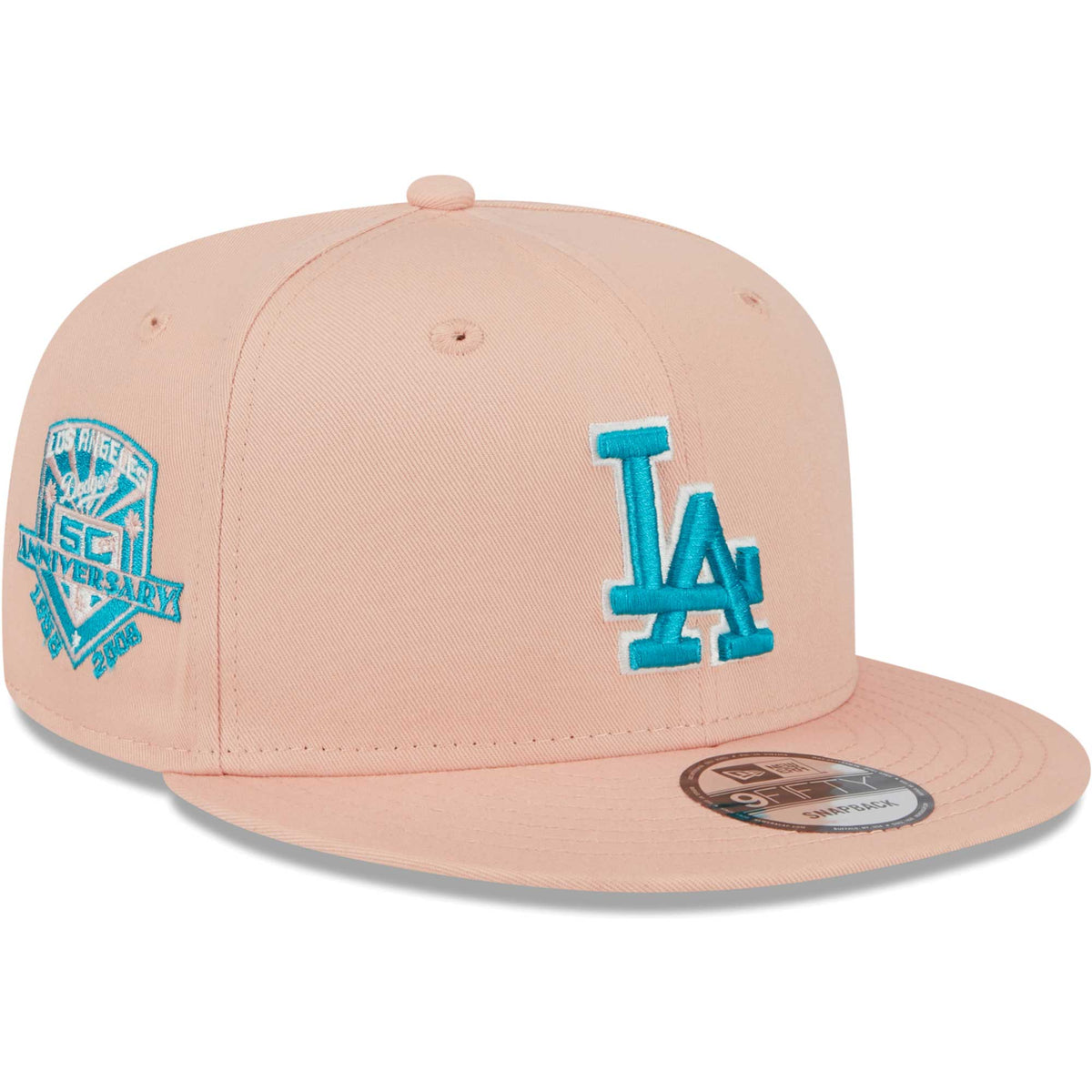 Los Angeles Dodgers New Era Sky Aqua Undervisor 9FIFTY Snapback Hat - Pink