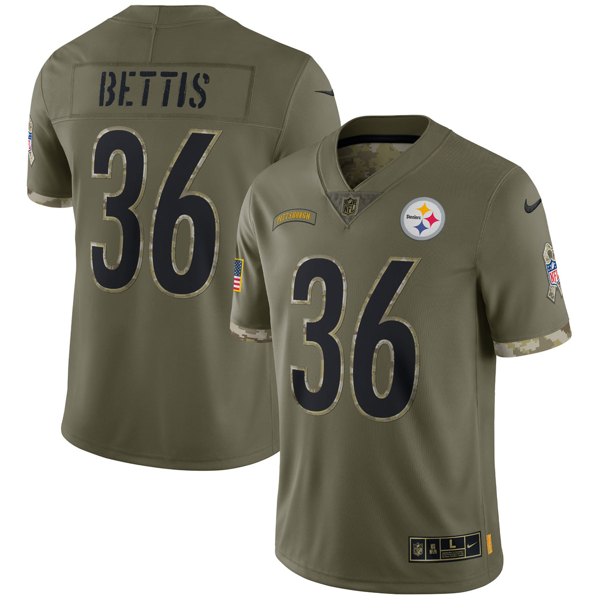 Jerome Bettis Pittsburgh Steelers 2022 Salute To Service Retired Player Limited Jersey   Olive