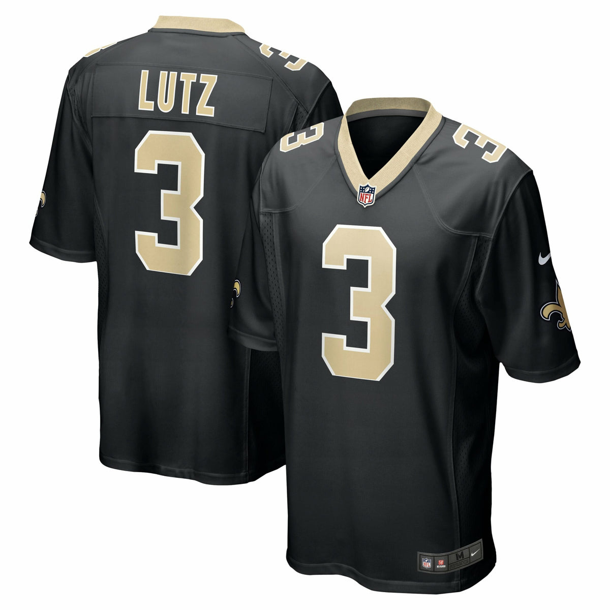 Men s Nike Wil Lutz Black New Orleans Saints Game Jersey