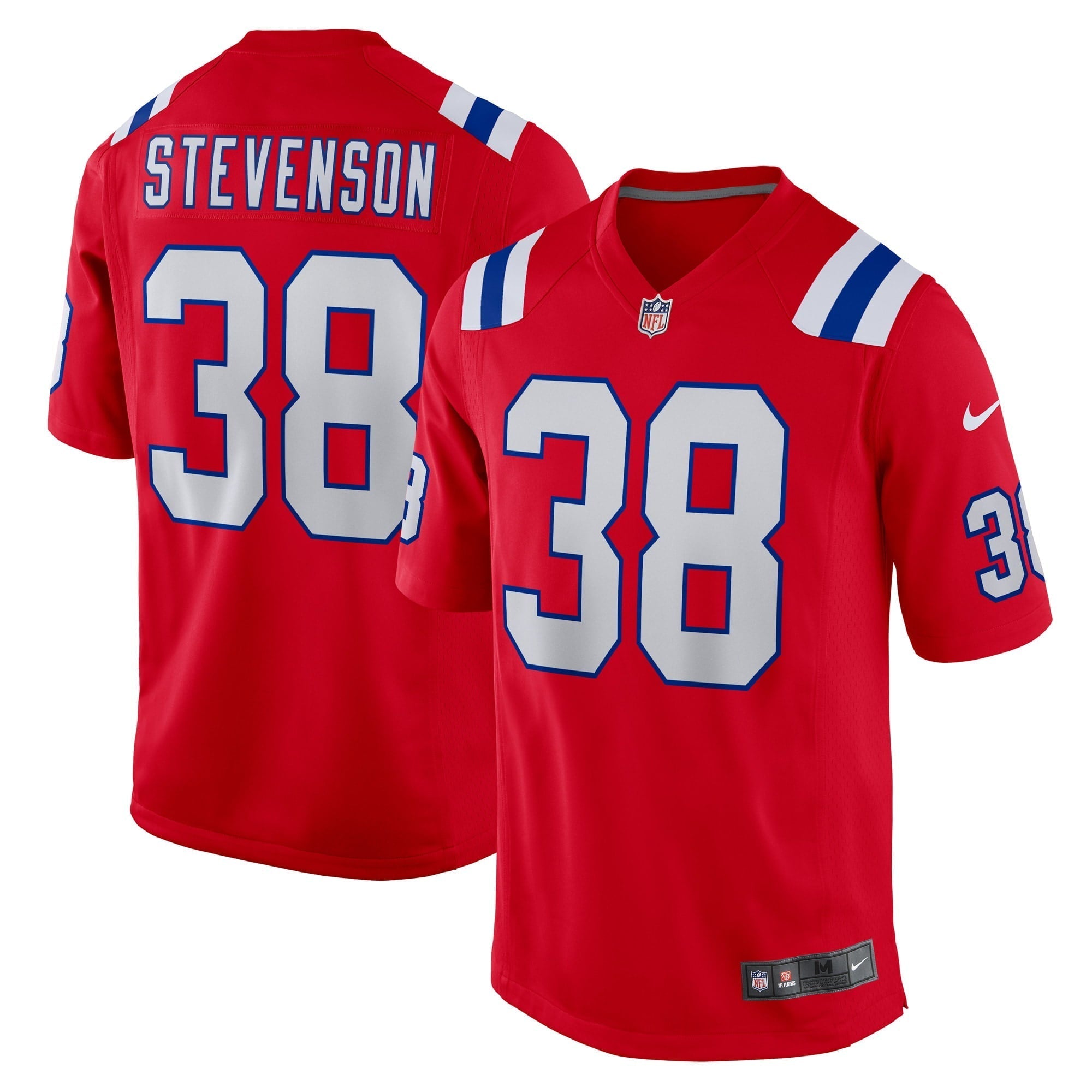 Men s Nike Rhamondre Stevenson Red New England Patriots Alternate Game Player Jersey
