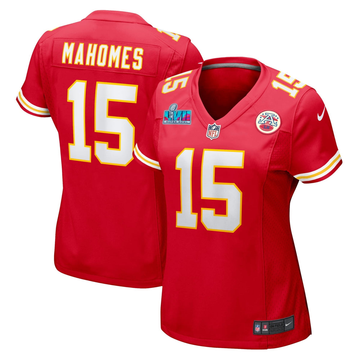 Women s Nike Patrick Mahomes Red Kansas City Chiefs Super Bowl LVII Patch Game Jersey