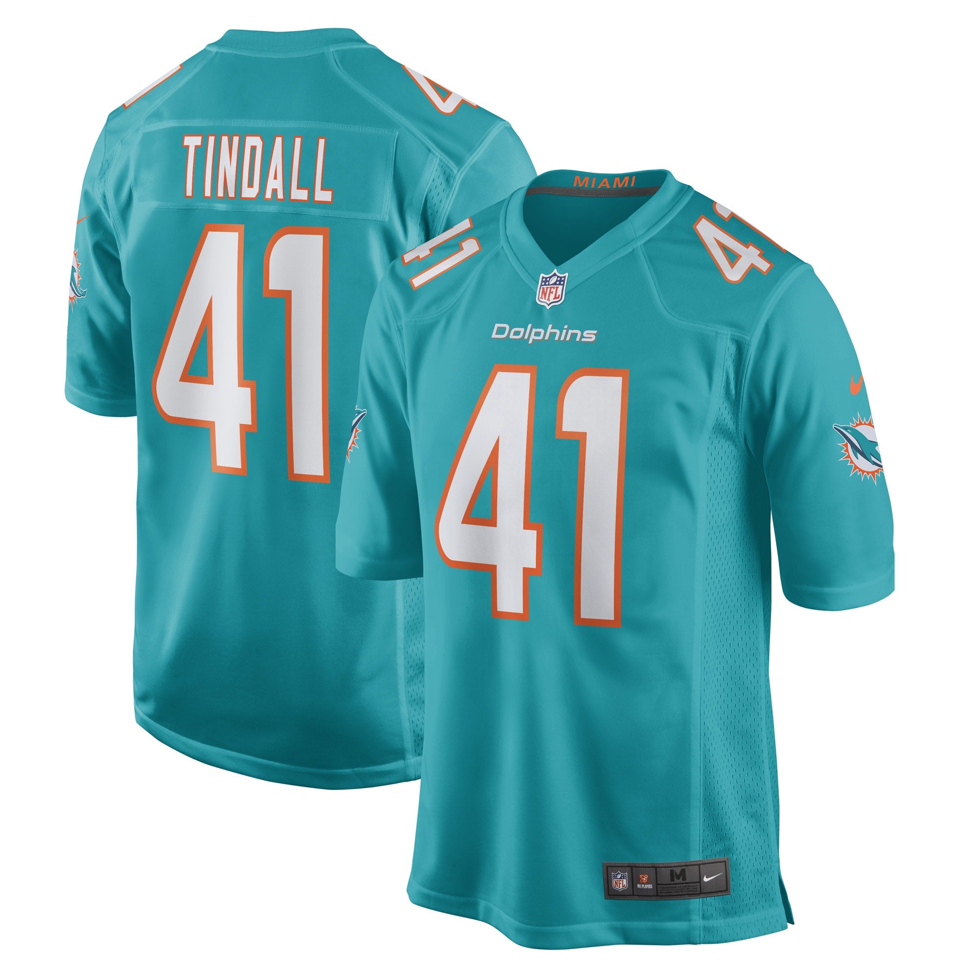 Channing Tindall Miami Dolphins Nike Game Player Jersey   Aqua