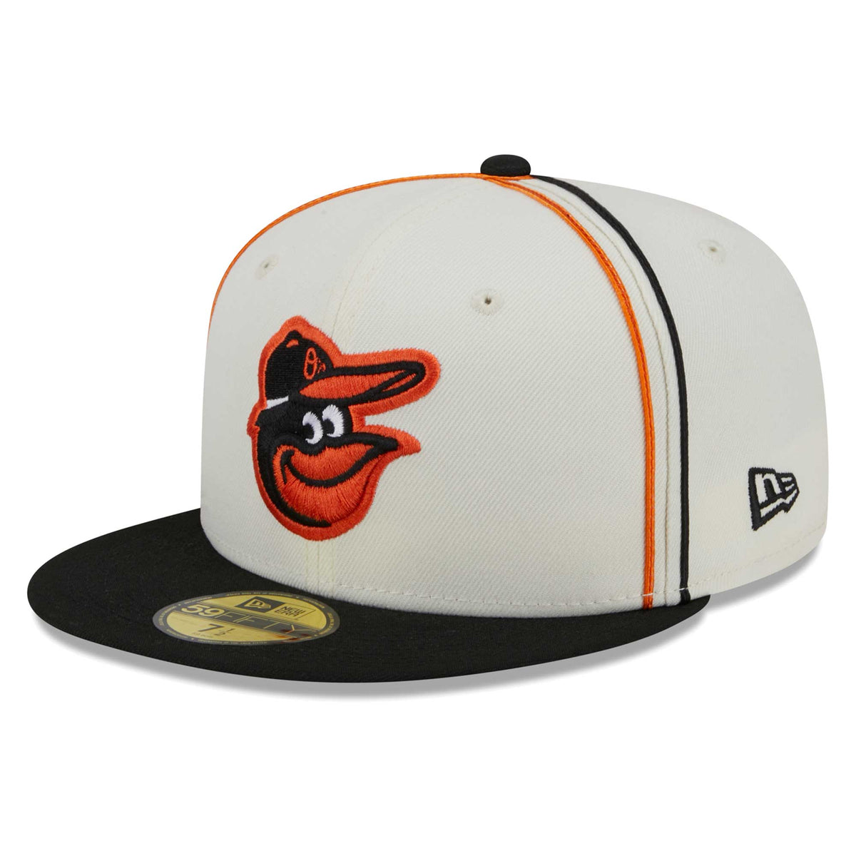 Baltimore Orioles New Era Chrome Sutash 59FIFTY Fitted Hat - Cream/Black