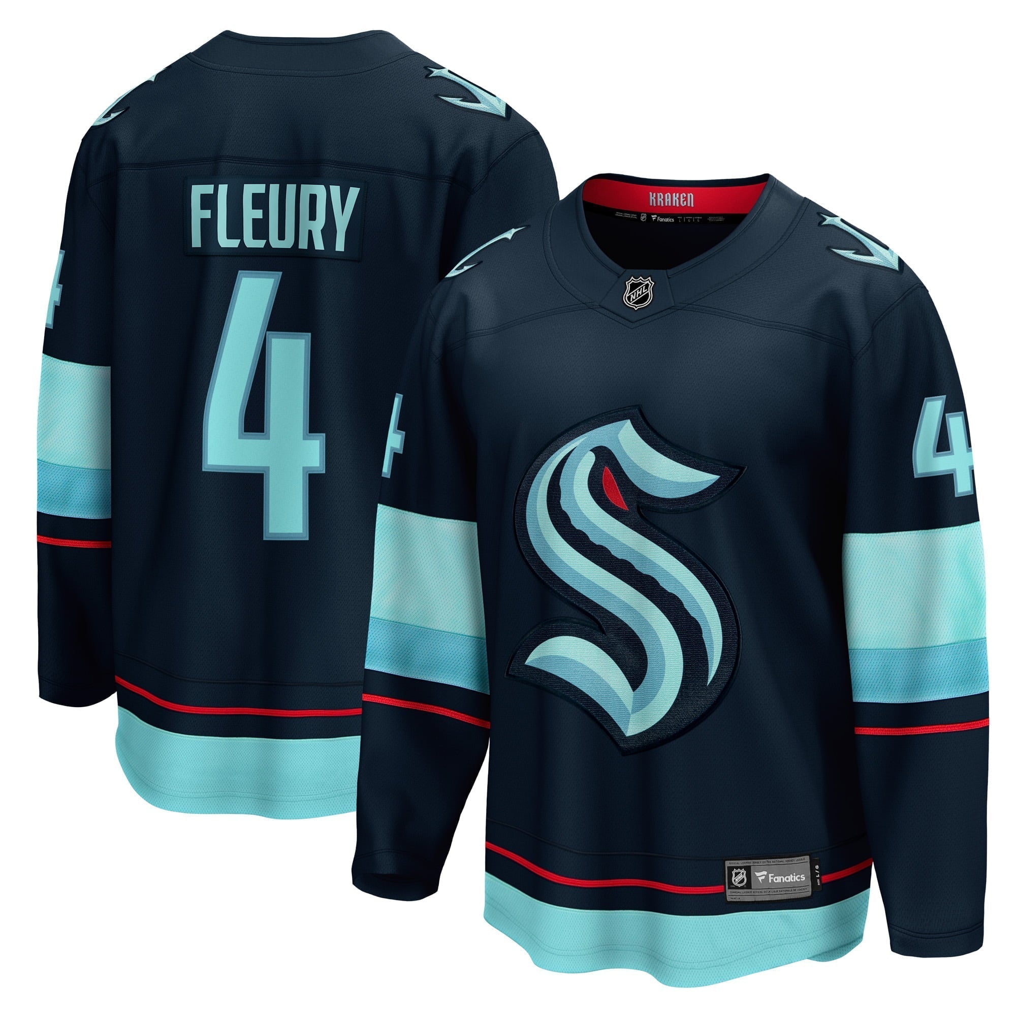 Men's Fanatics Branded Haydn Fleury Deep Sea Blue Seattle Kraken Home Breakaway Player Jersey