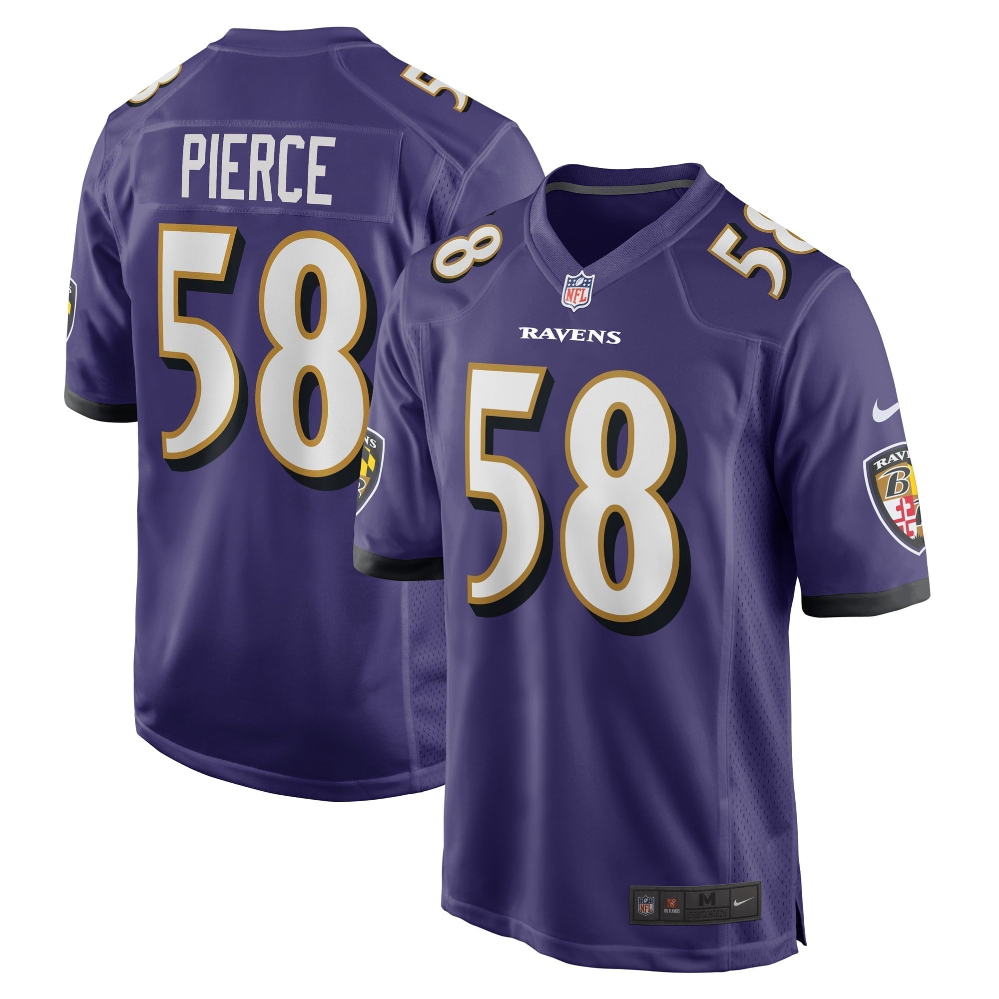 Men s Nike Michael Pierce Purple Baltimore Ravens Game Jersey